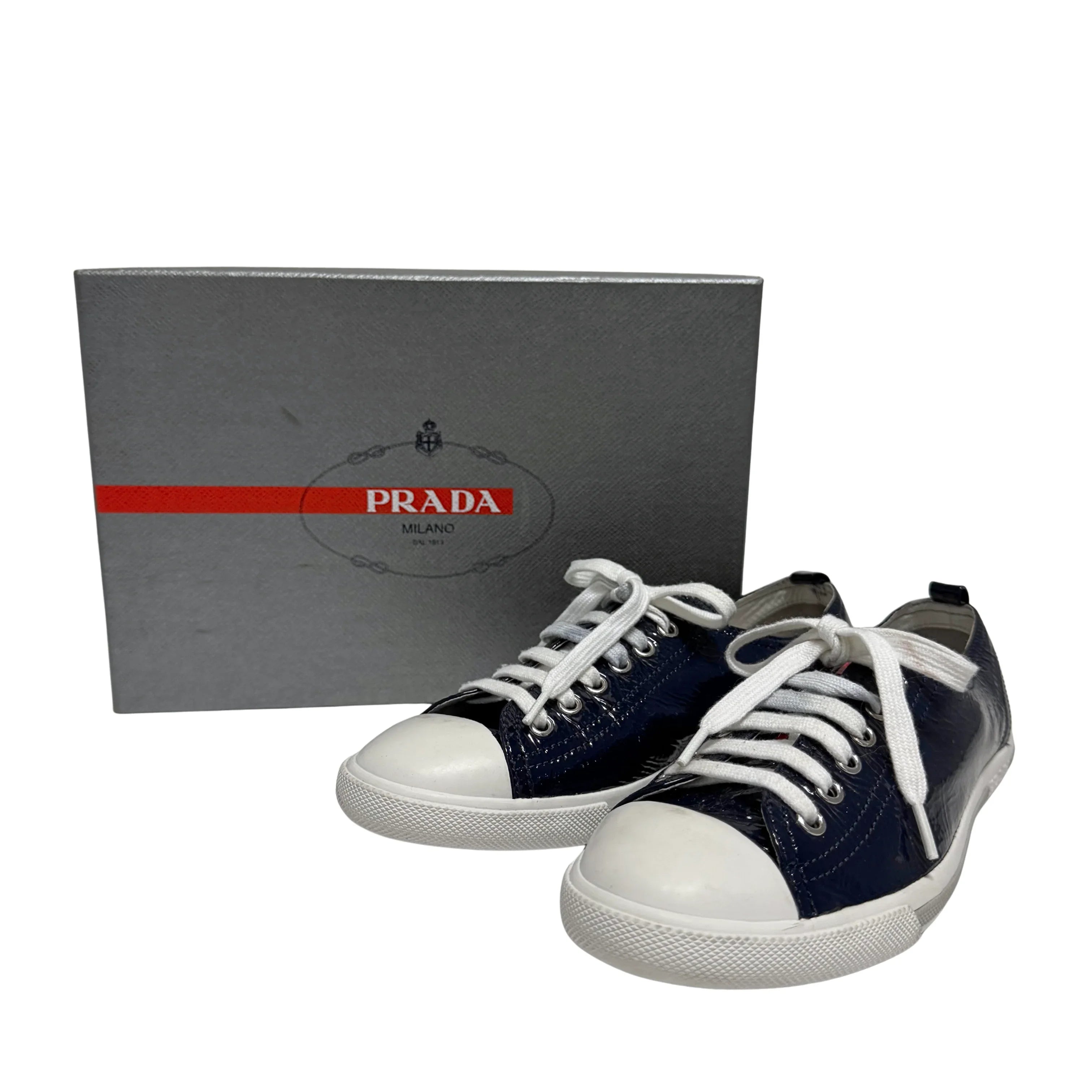 Prada Naplak Royal Patent leather sneakers Women's size 37