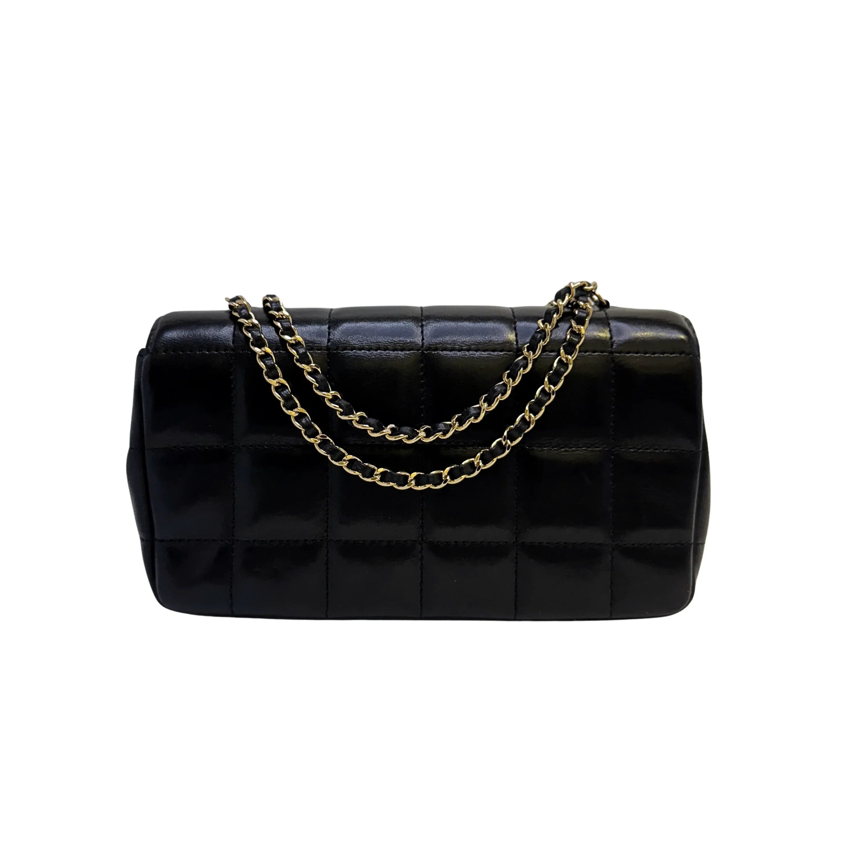 Chanel Bar Quilted Shoulder Bag Leather Black - Lost Designer