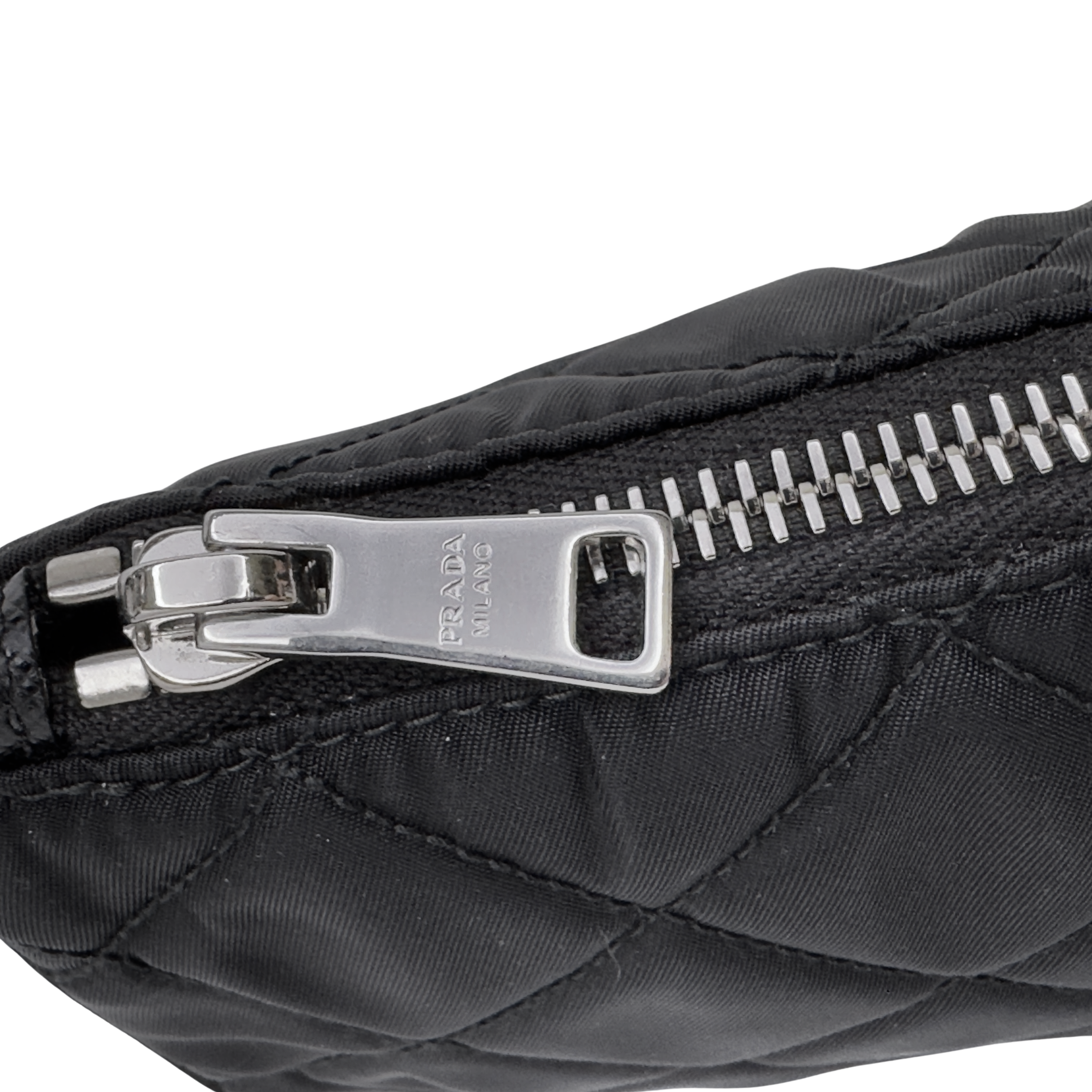 Prada Tessuto Quilted Chain Crossbody Bag Nylon Black
