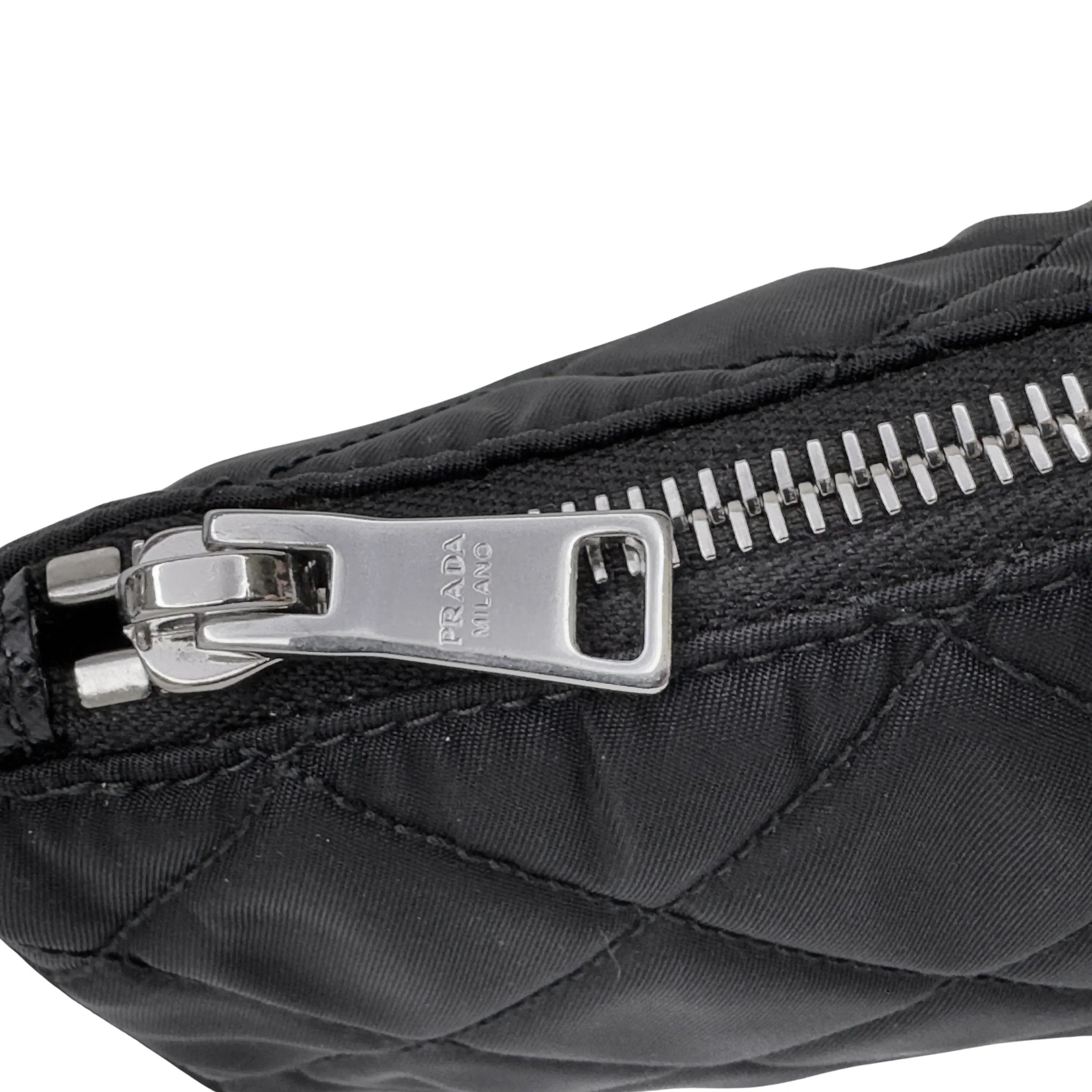 Prada Tessuto Quilted Chain Crossbody Bag Nylon Black - Lost Designer