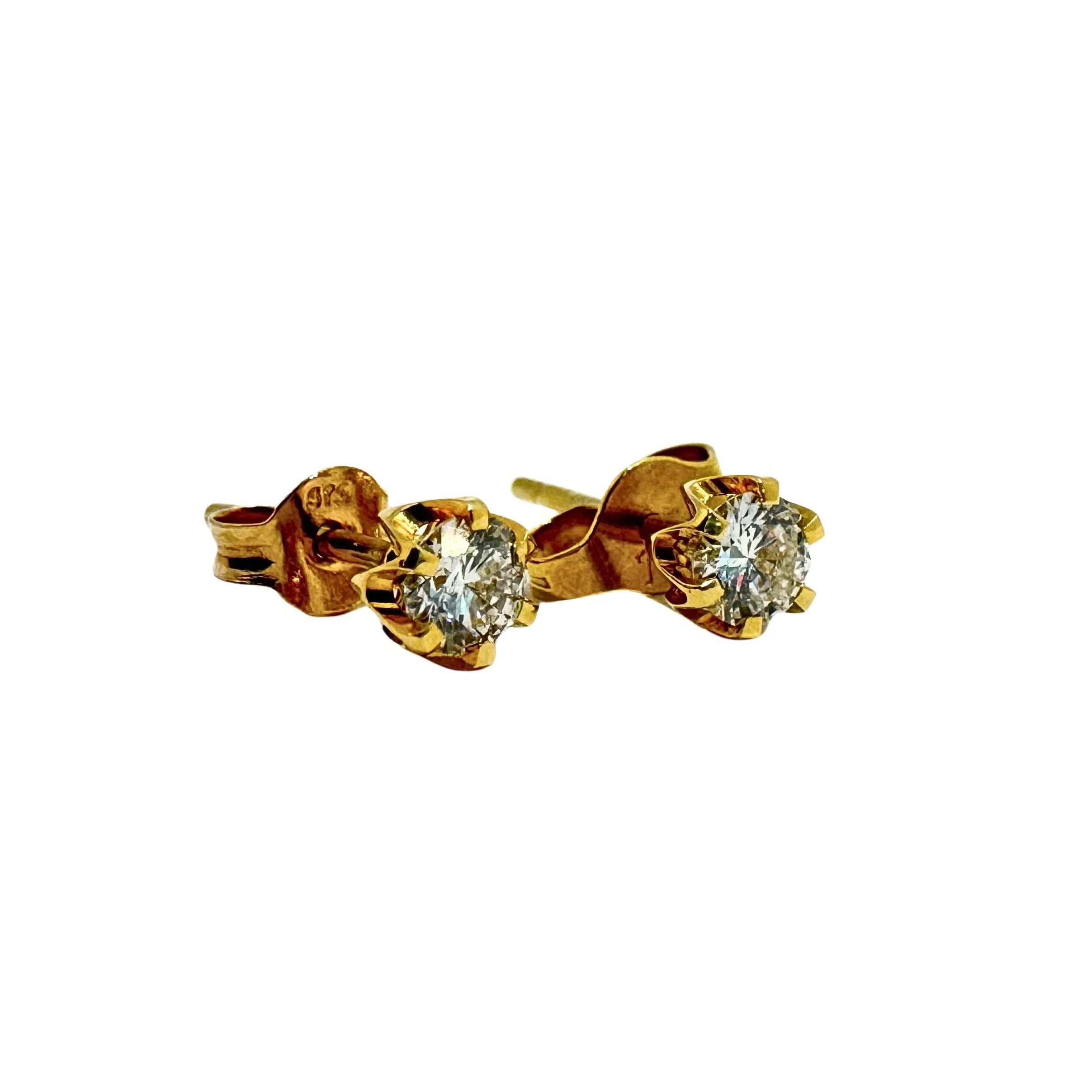 18ct Gold 0.4 Carat Total Diamond Studs Earrings - Lost Designer