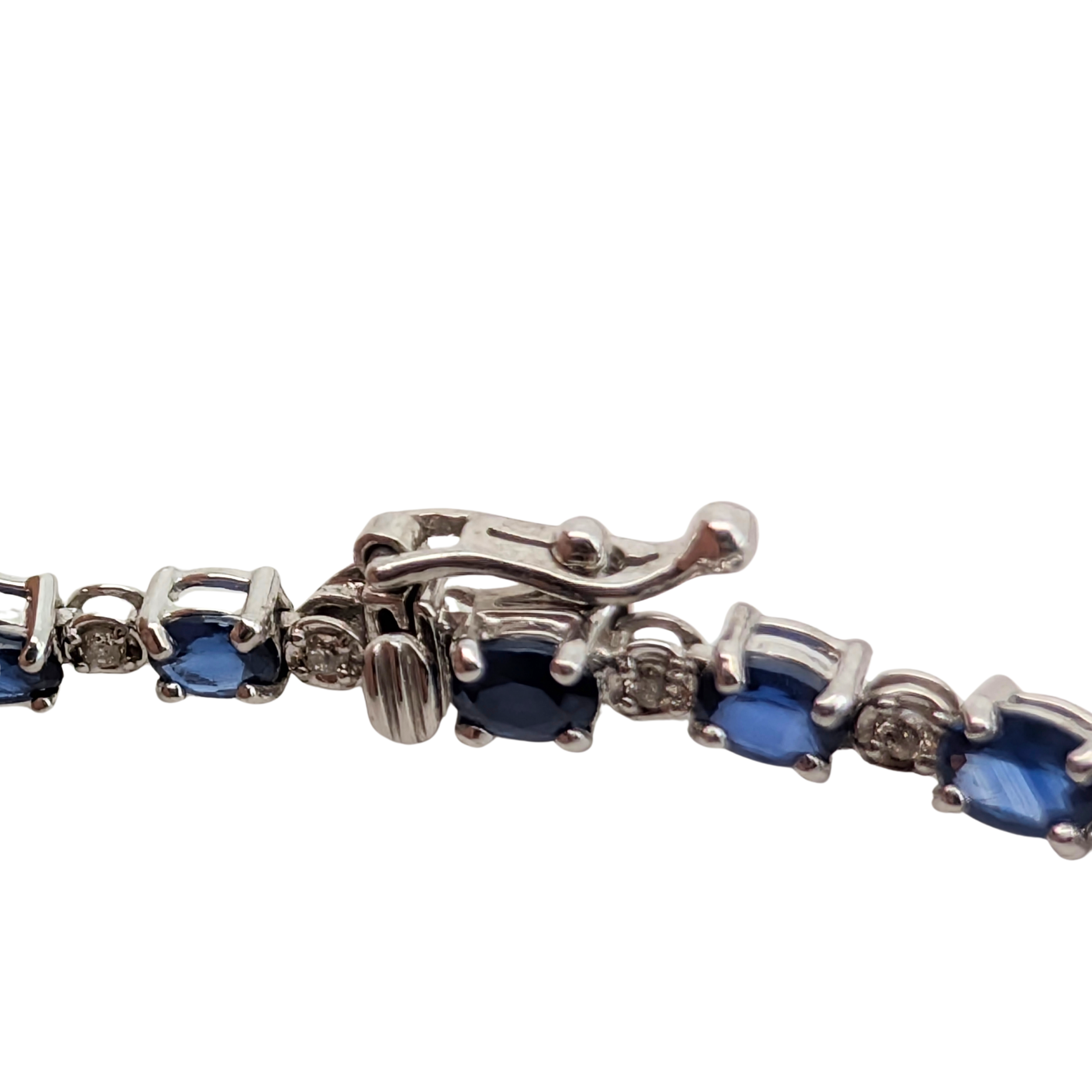 14.89Ct Natural Sapphire & 0.79Ct Diamonds Tennis Necklace In 18K White Gold