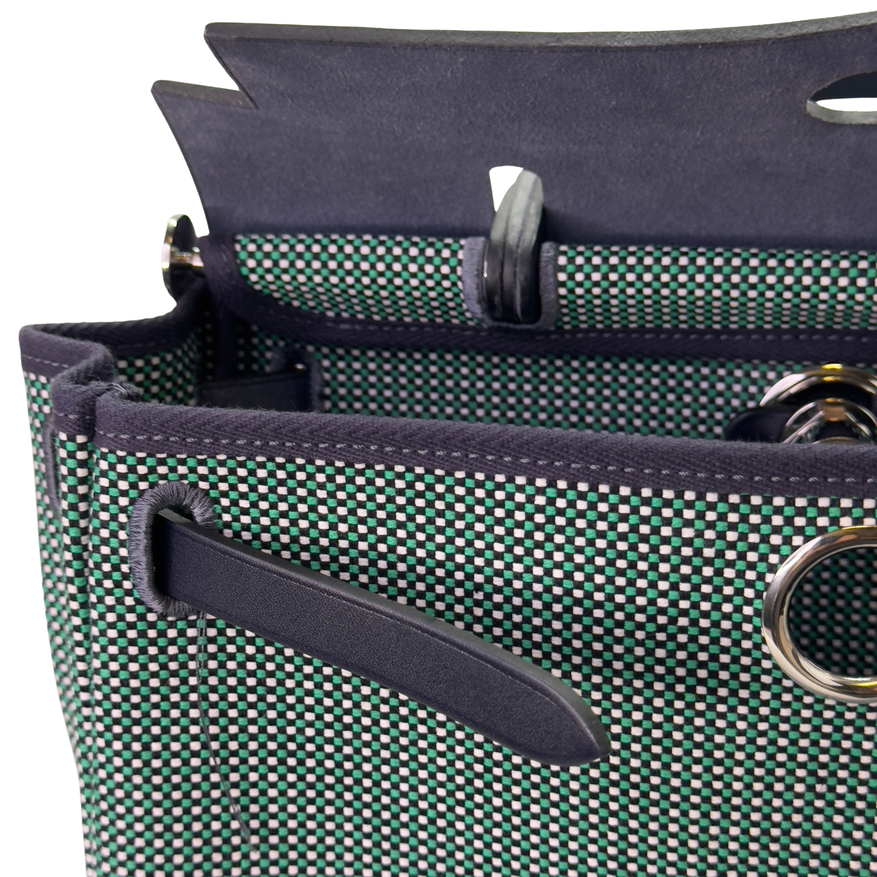 Hermés Herbag Zip 31 Criss Viking Quadrille Dark Green/Navy