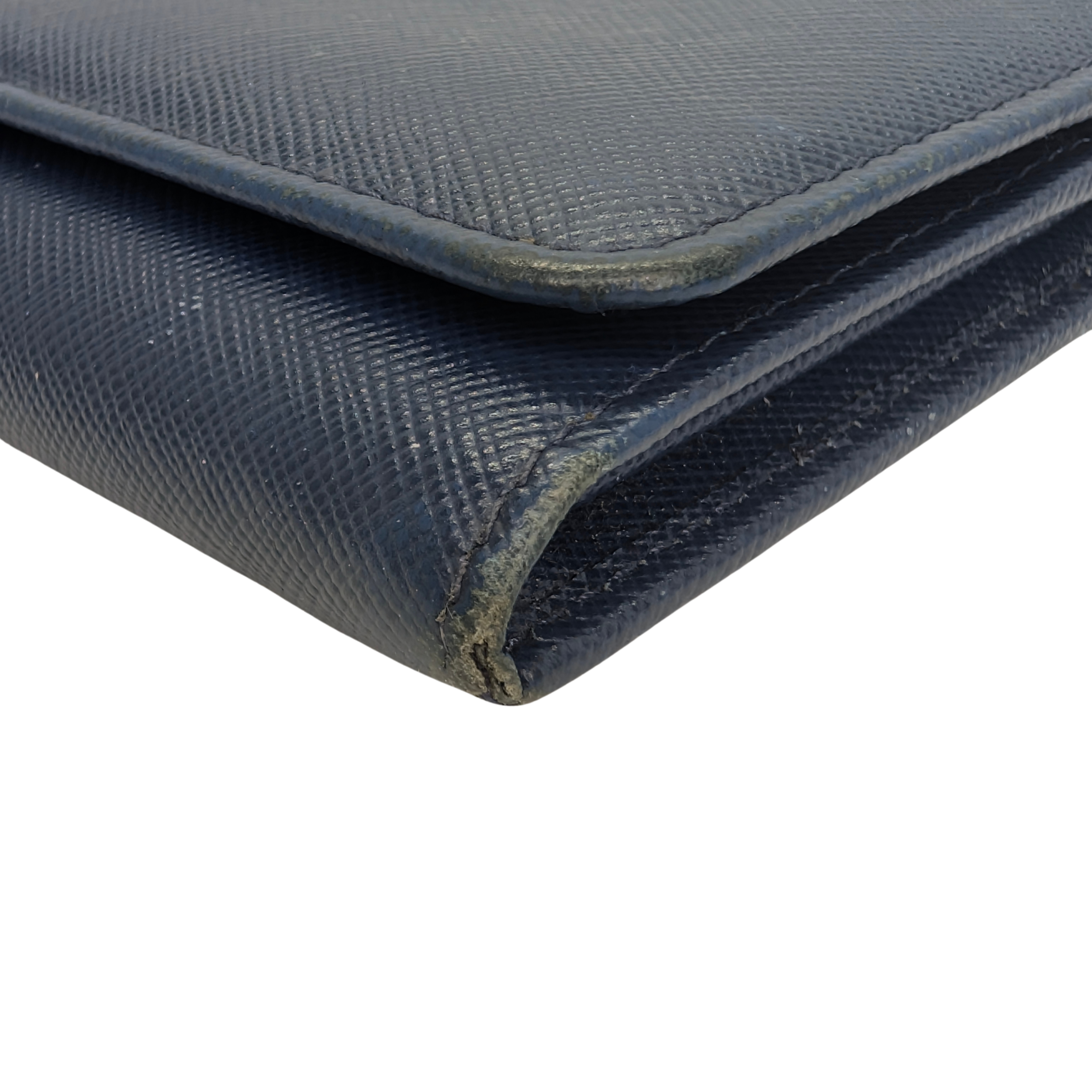 Prada Saffiano Leather Navy Blue Long Wallet