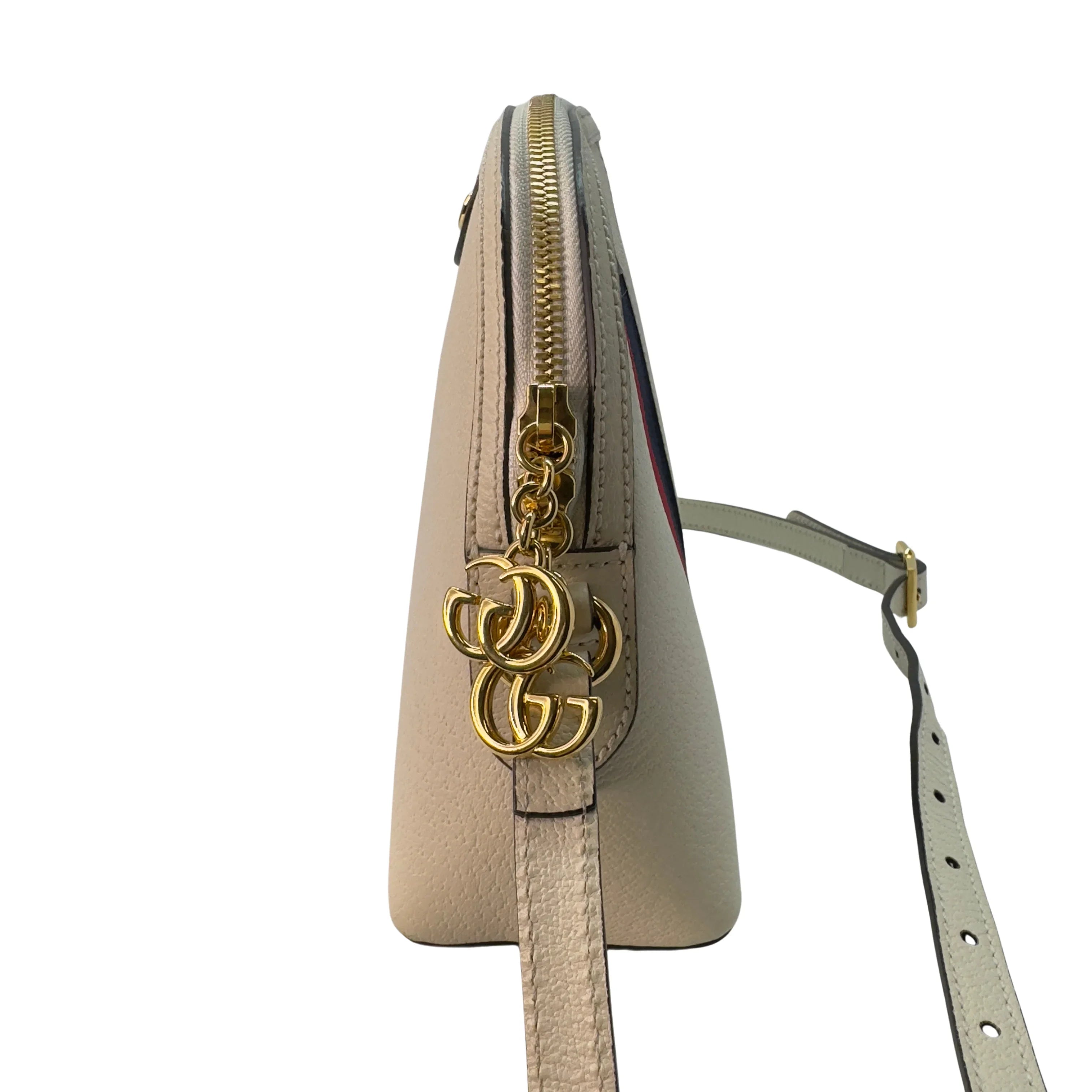 Gucci Textured Dollar Small Ophidia Dome Shoulder Bag Beige - Lost Designer