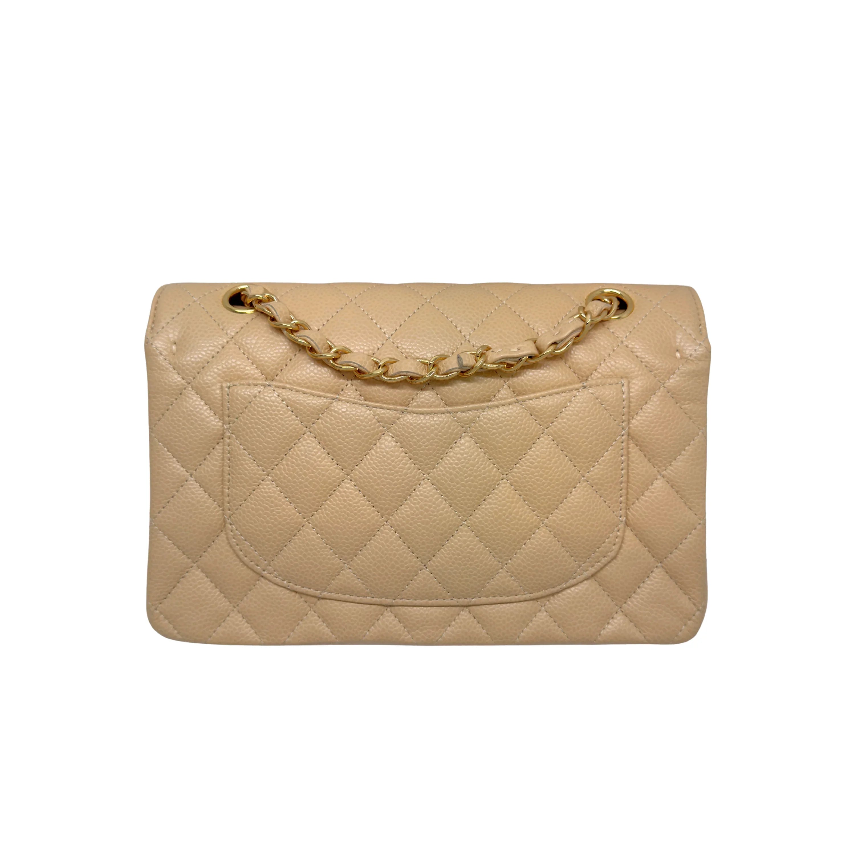 Chanel Classic Flap Small Caviar 2022 Microchip Shoulder Bag Beige - Lost Designer