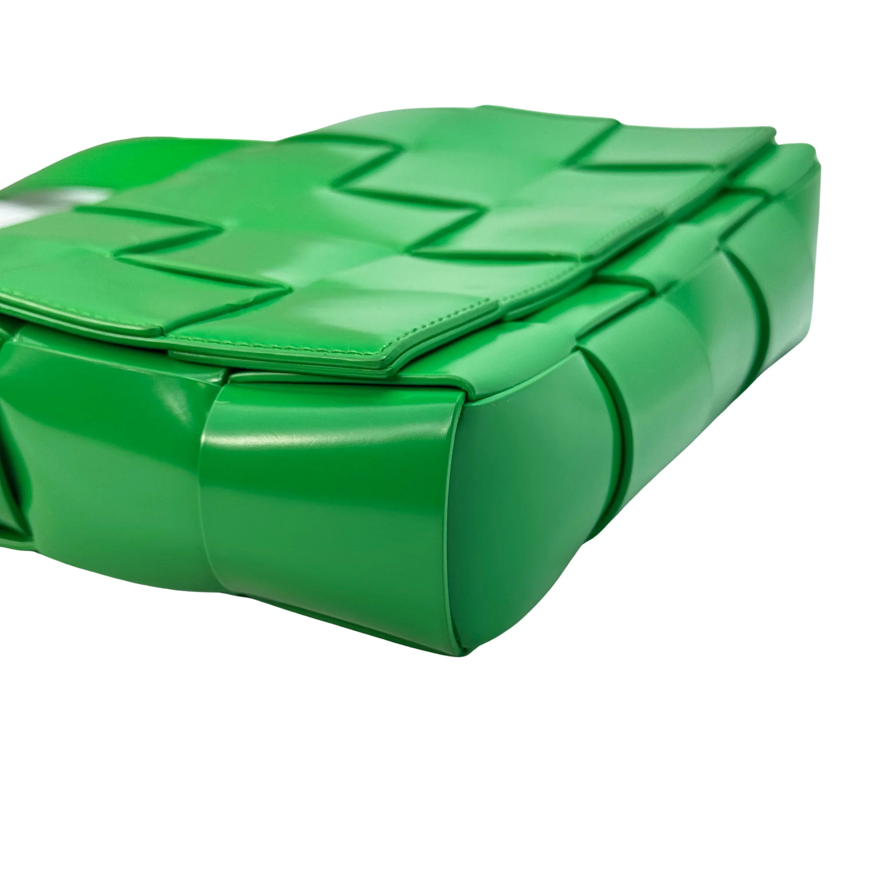 Bottega Veneta Patent Maxi Intrecciato Cassette Crossbody Bag Parakeet - Lost Designer