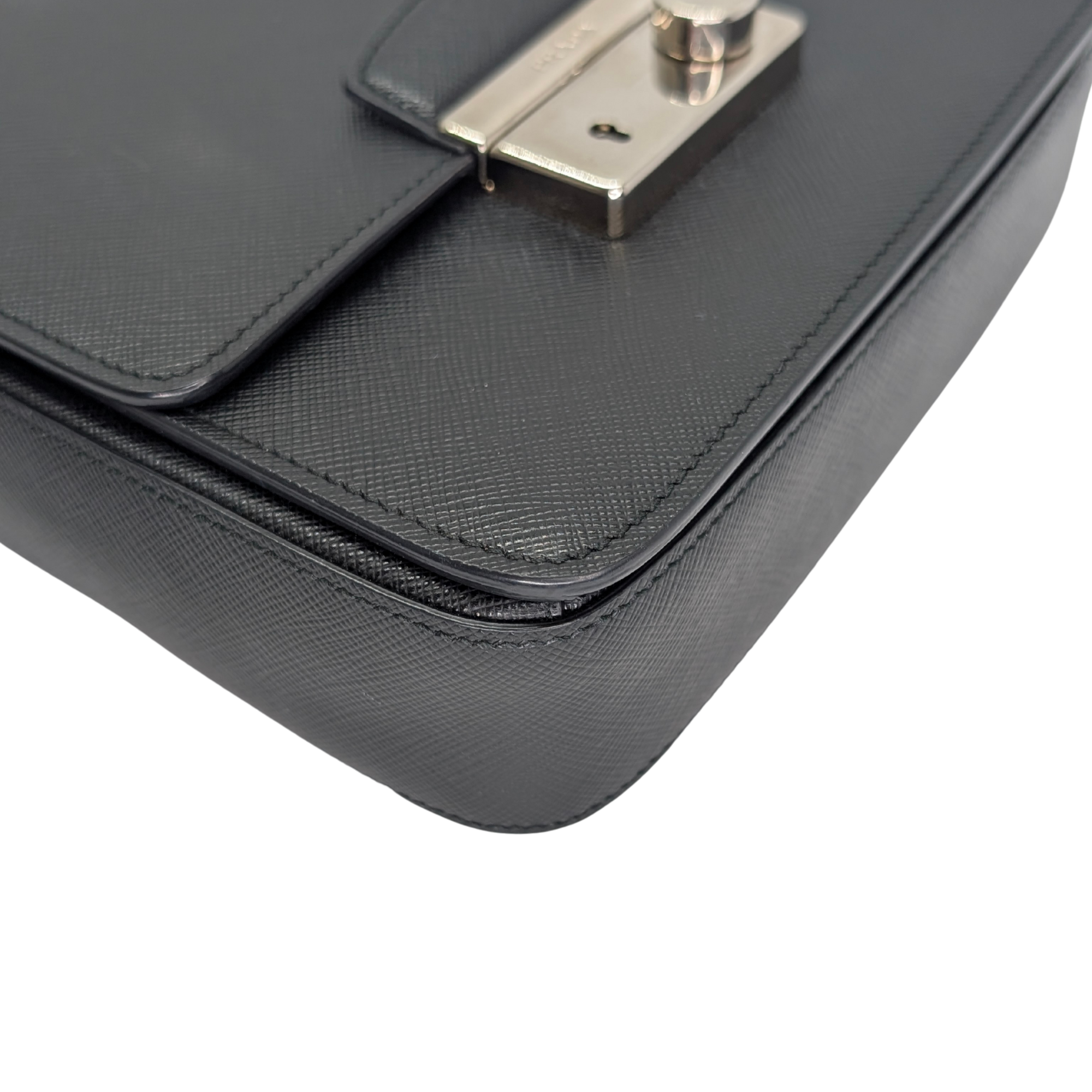 Prada Saffiano Lux Crossbody Bag Black