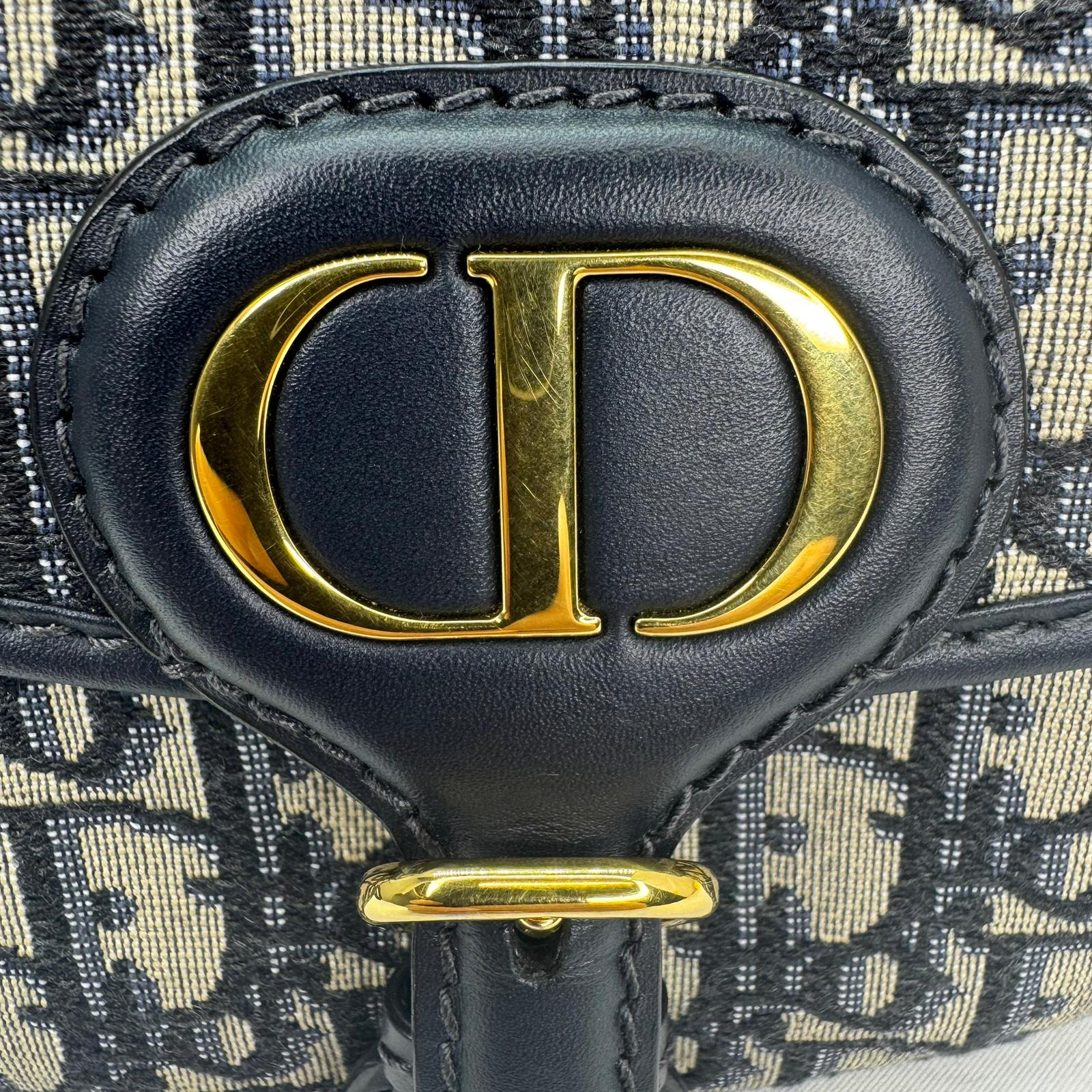 Christian Dior Oblique Small Bobby Flap Shoulder Bag Beige/Black