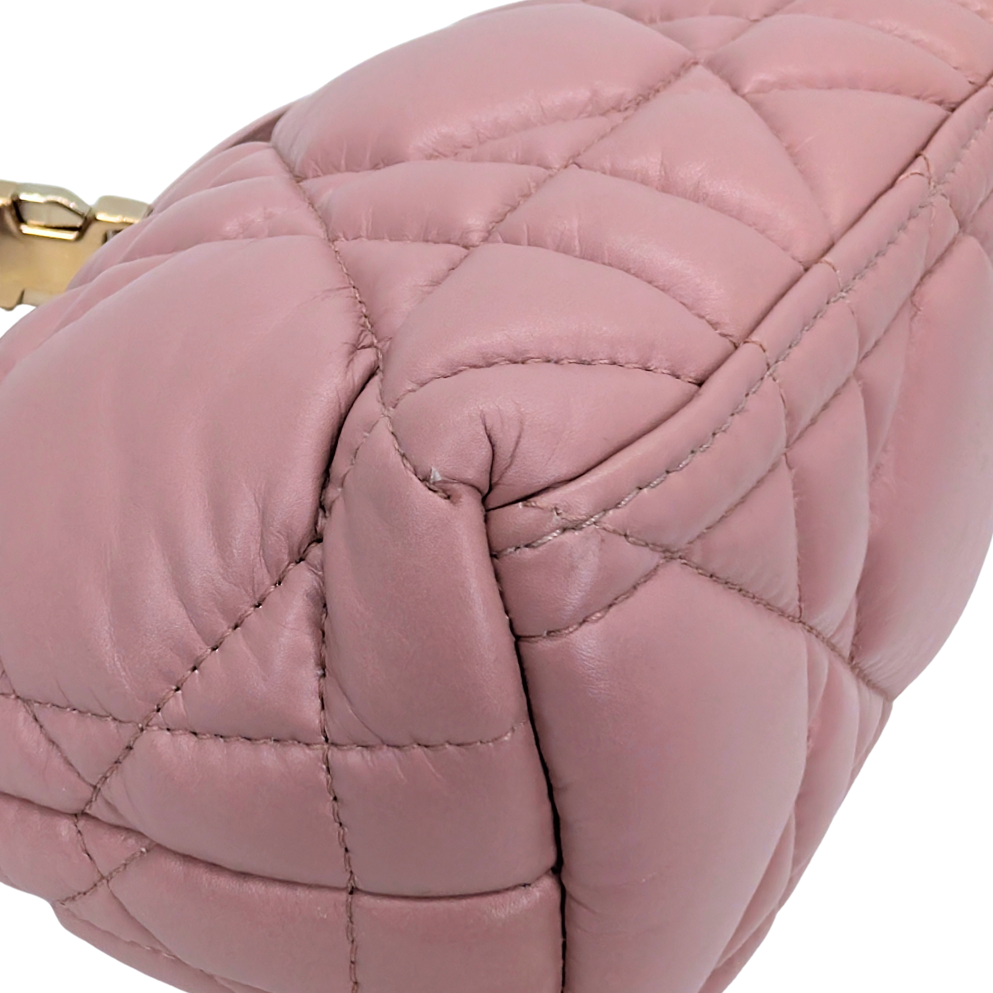 Dior Macrocannage Nomad Travel Pouch Bag Calfskin Pink
