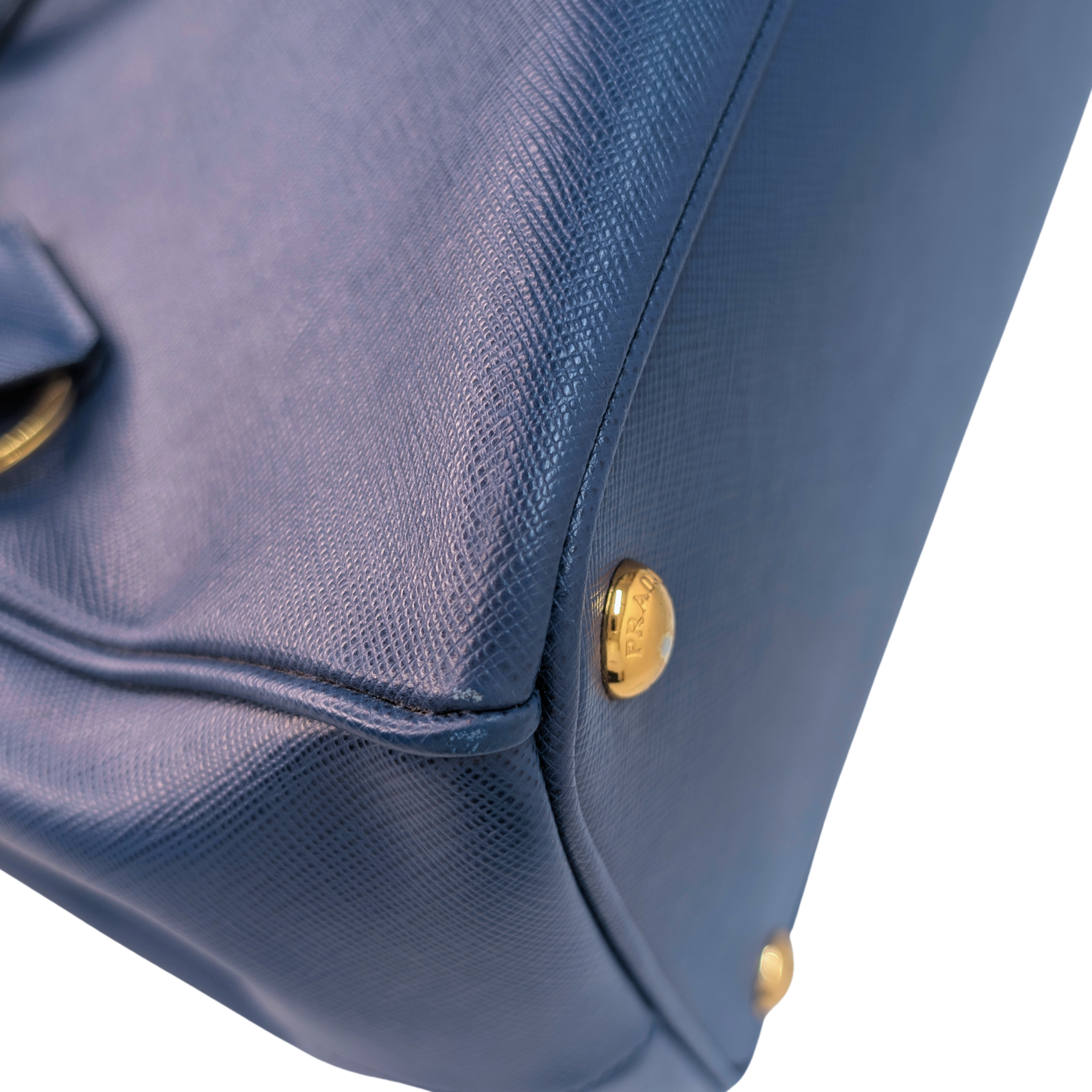 Prada Saffiano Lux Galleria Large Double Zip Tote Navy