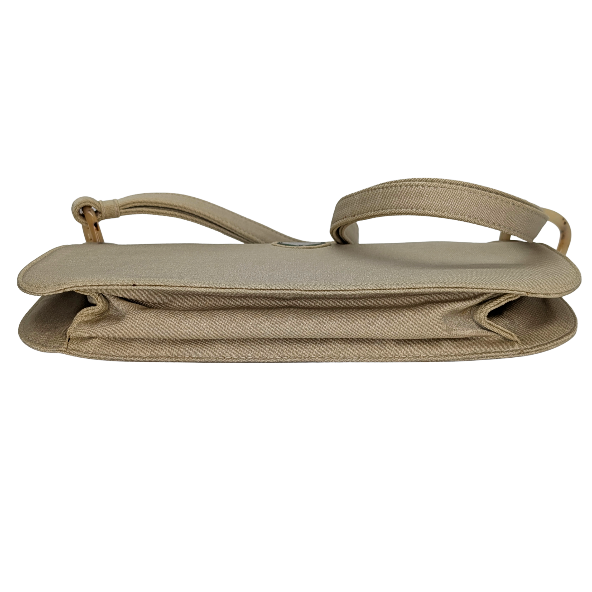 Prada Canvas & Tortoise Shell Shoulder Bag Beige