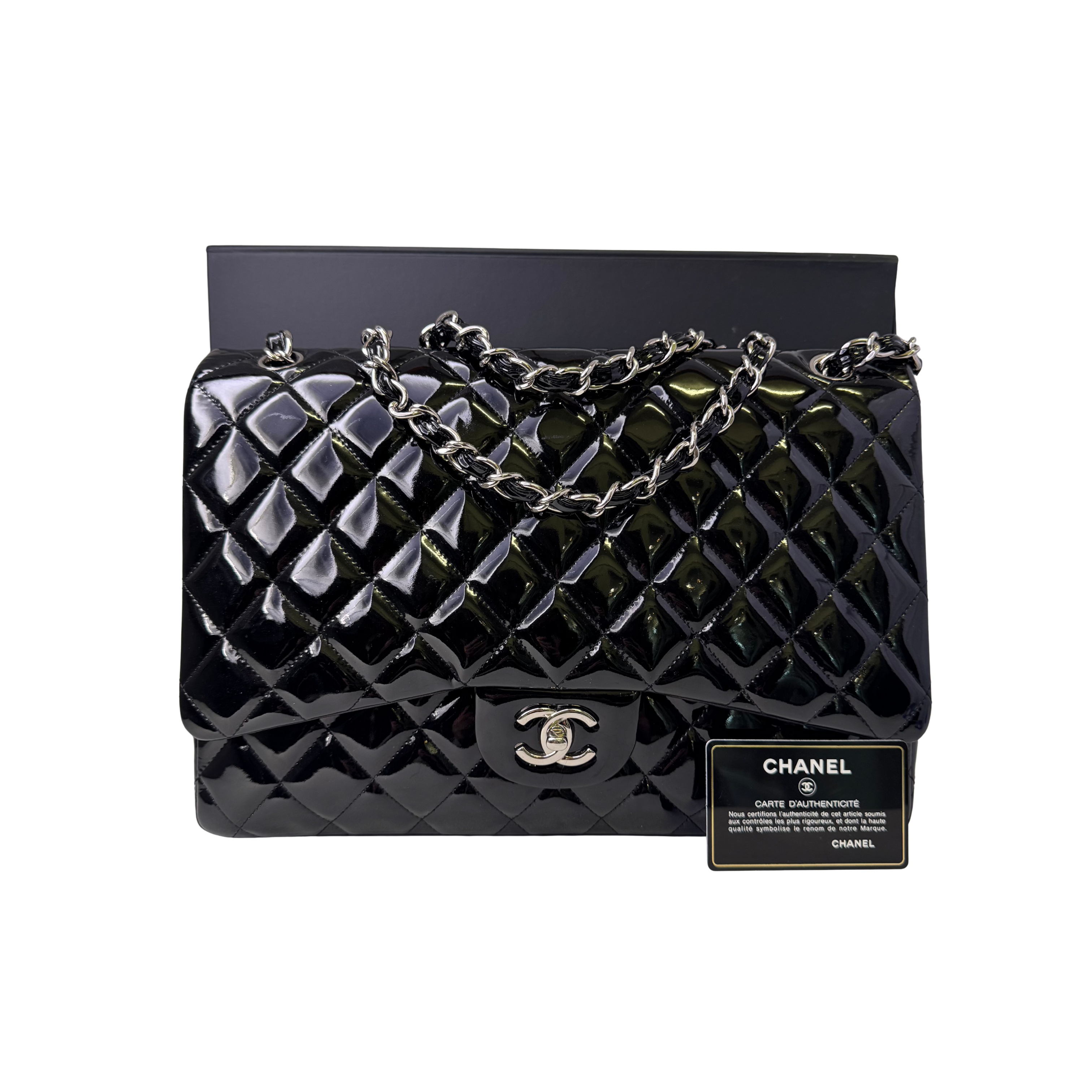 Chanel Maxi Flap Patent Leather Bag Black