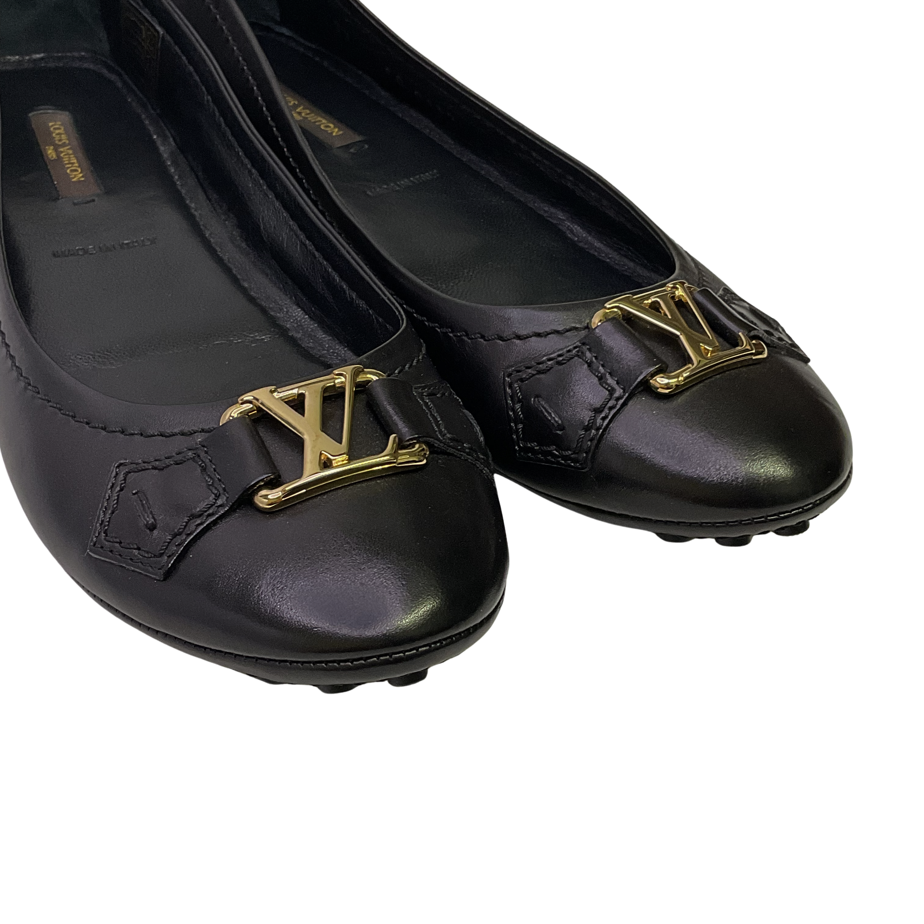 Louis Vuitton Leather Ballet Flats Black 37