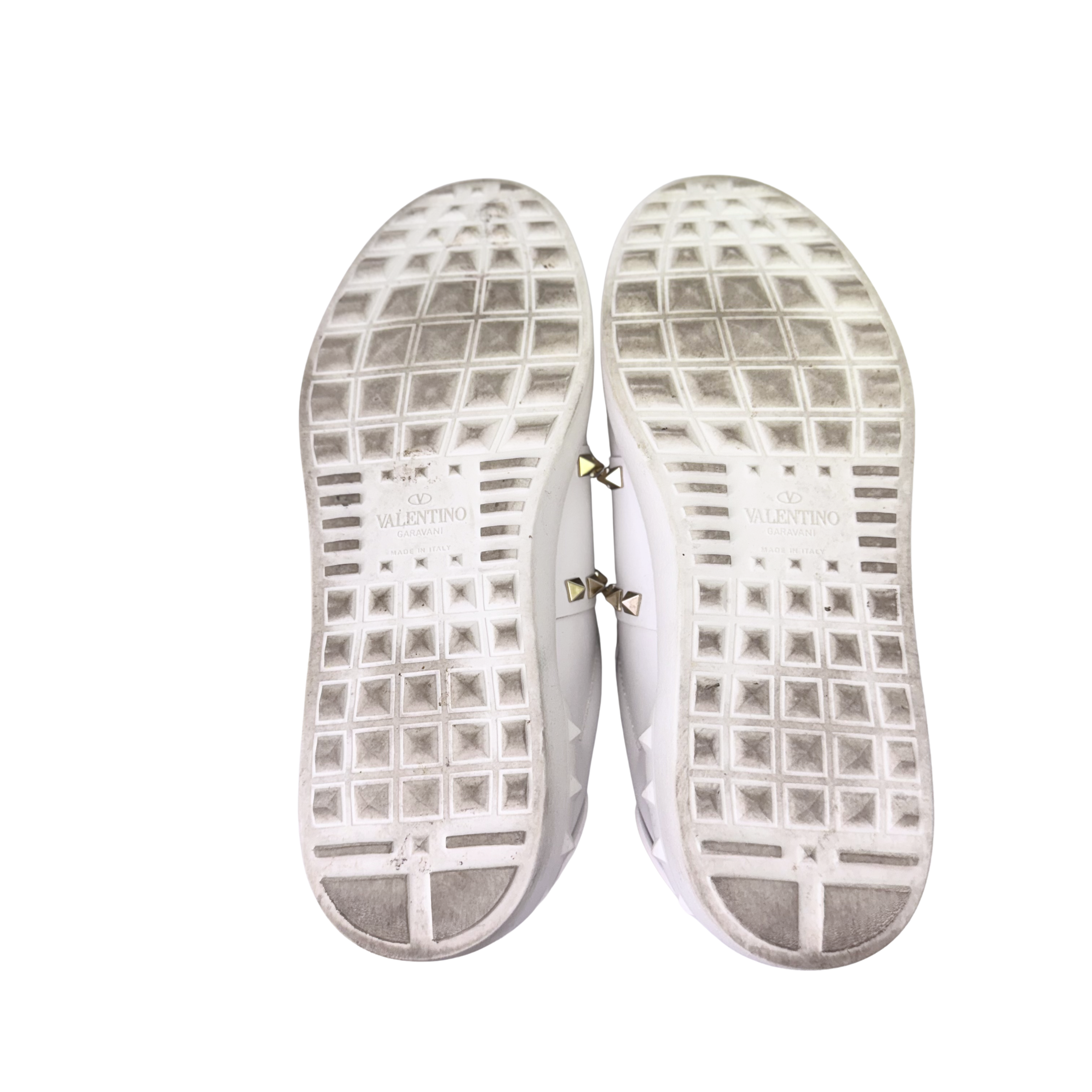 White Valentino RockStud Sneakers, 8 US