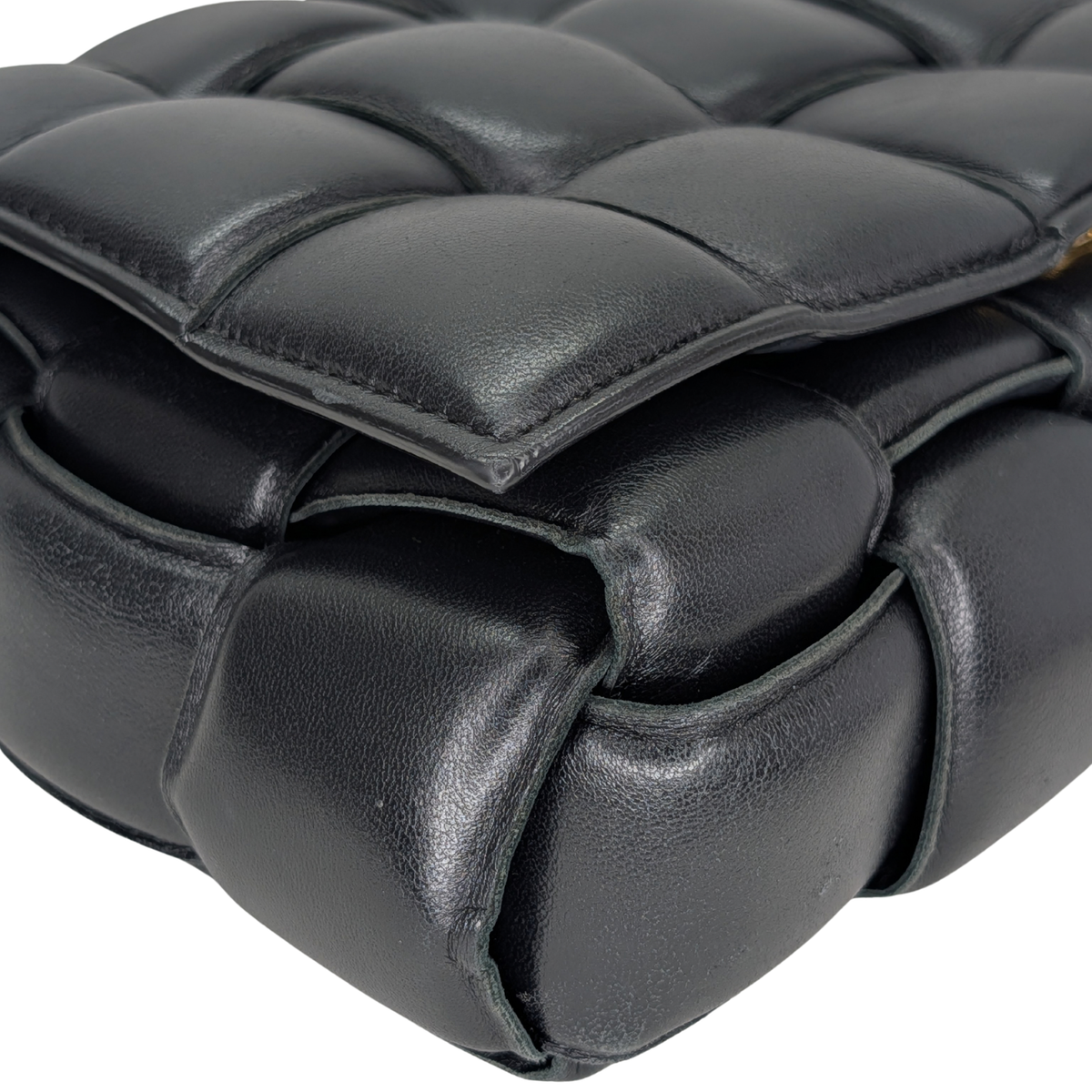 Bottega Veneta Padded Cassette Intrecciato Bag Black