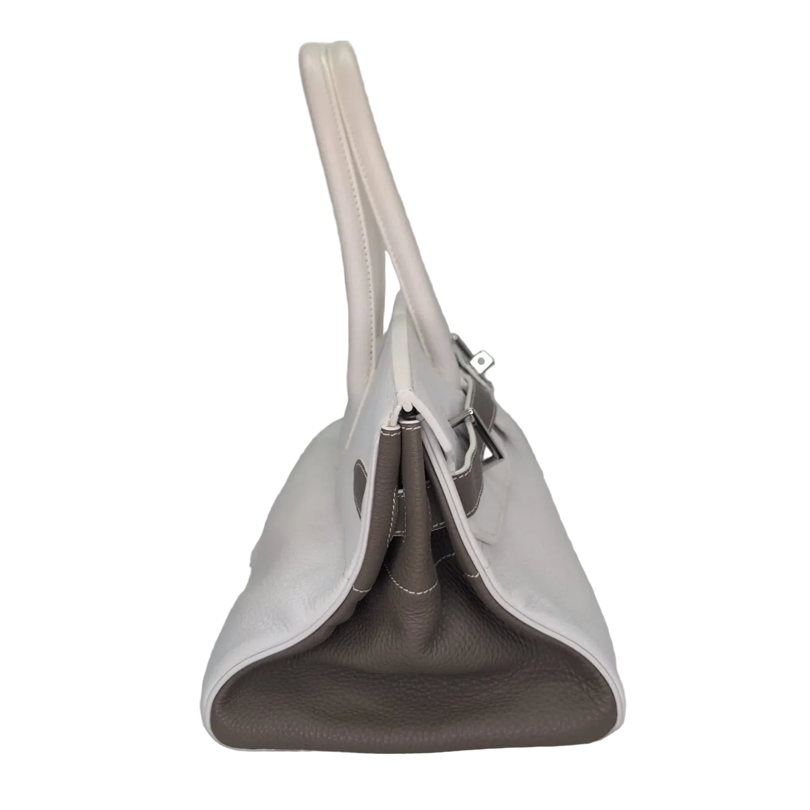 Hermès Birkin Shoulder 42 White Etoupe Clemence Palladium Hardware □J Stamp - Lost Designer