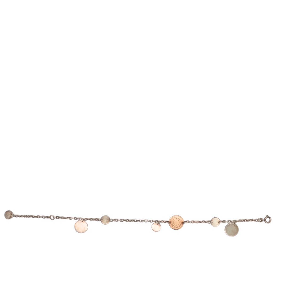 Hermes Confettis Ex-libris 18k Rose Gold & Silver Bracelet
