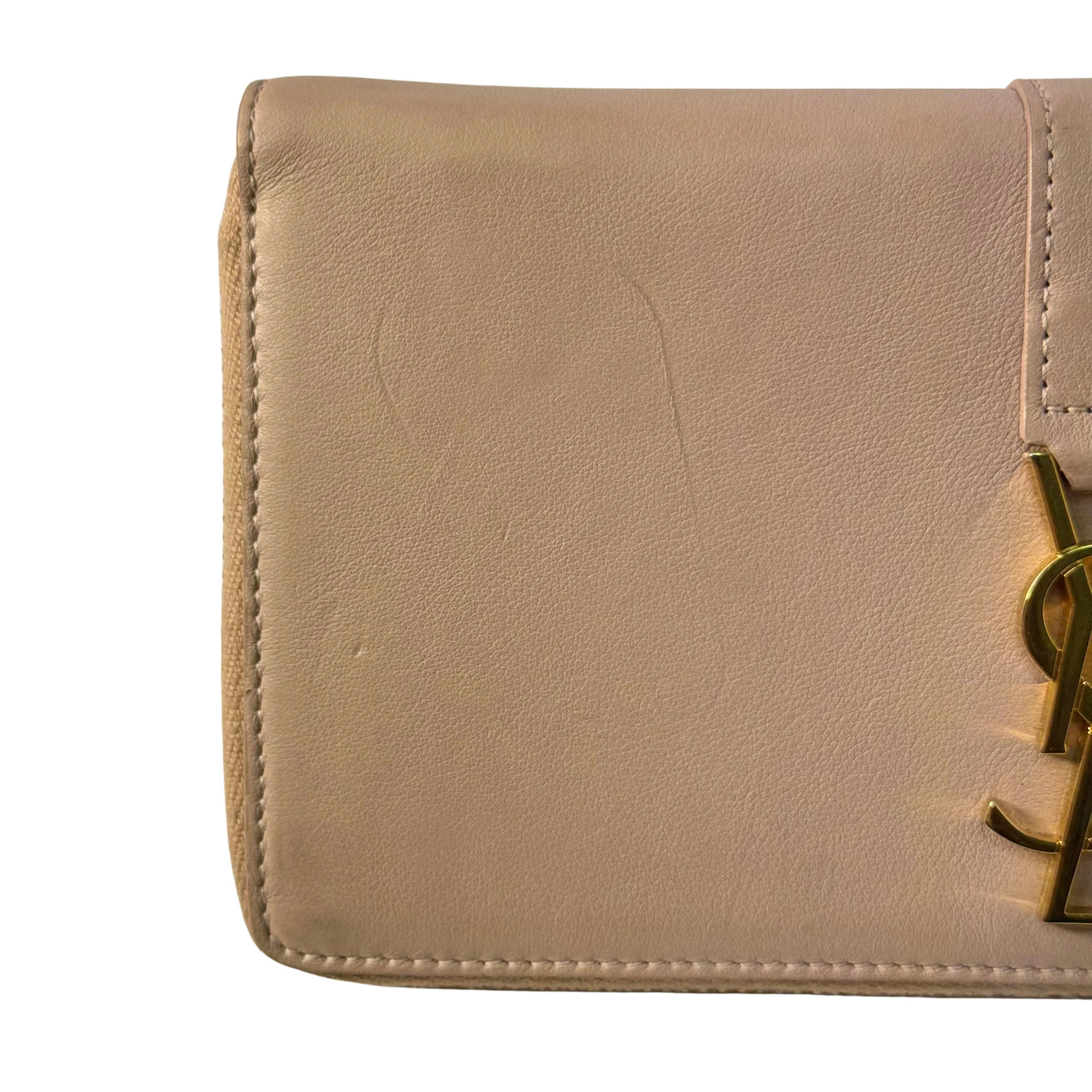 Yves Saint Laurent Smooth Calfskin Long Beige Wallet - Lost Designer