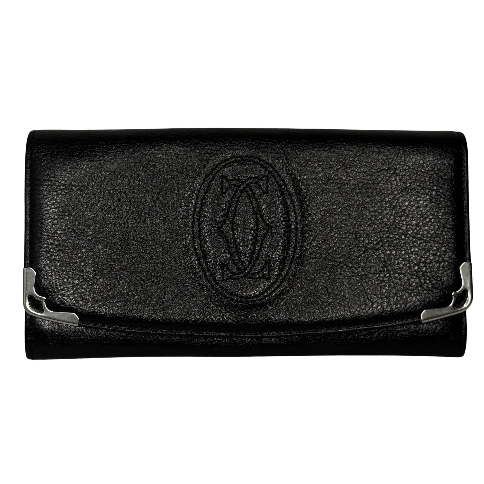 Cartier Black Leather Long Folding Wallet