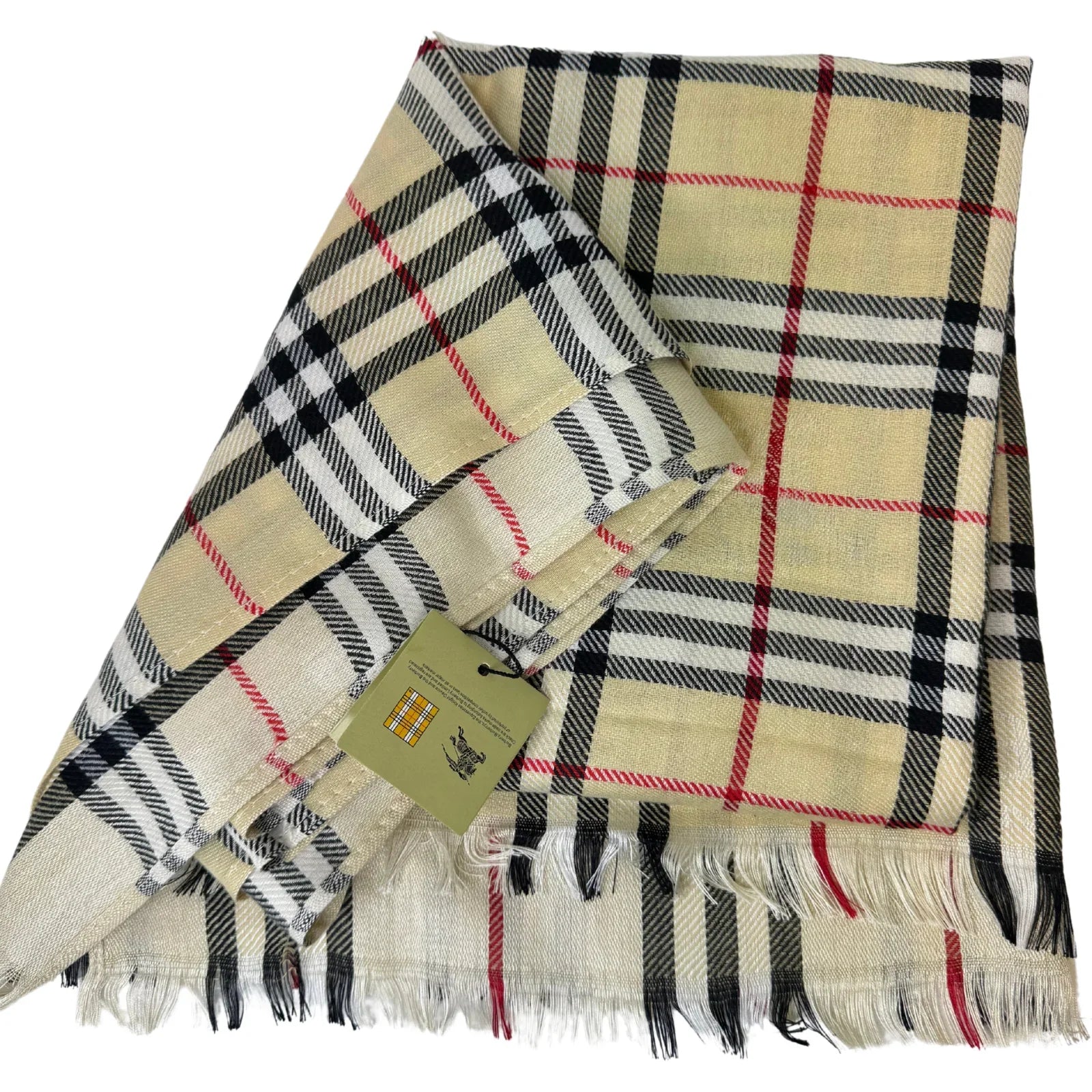 Burberry Check Scarf Shawl Silk x Wool