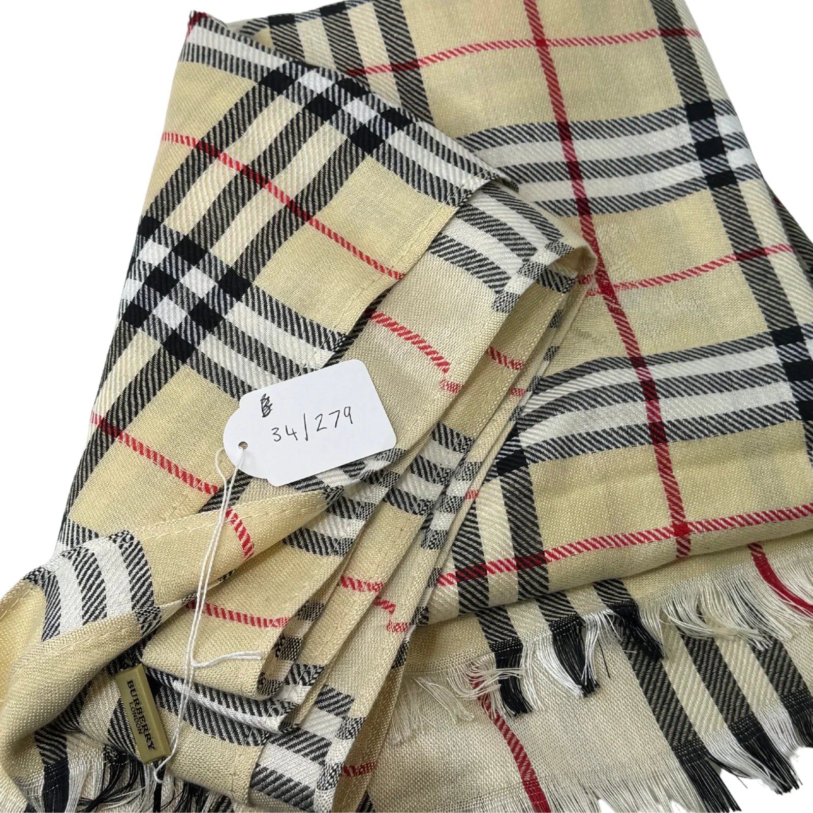 Burberry Check Scarf Shawl Silk x Wool
