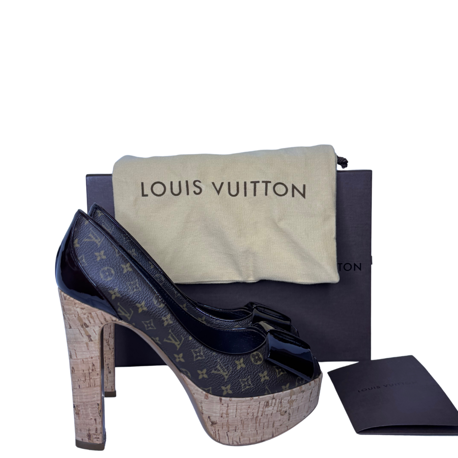 Louis Vuitton Monogram Cork Rivoli Platform Heels – Size 35