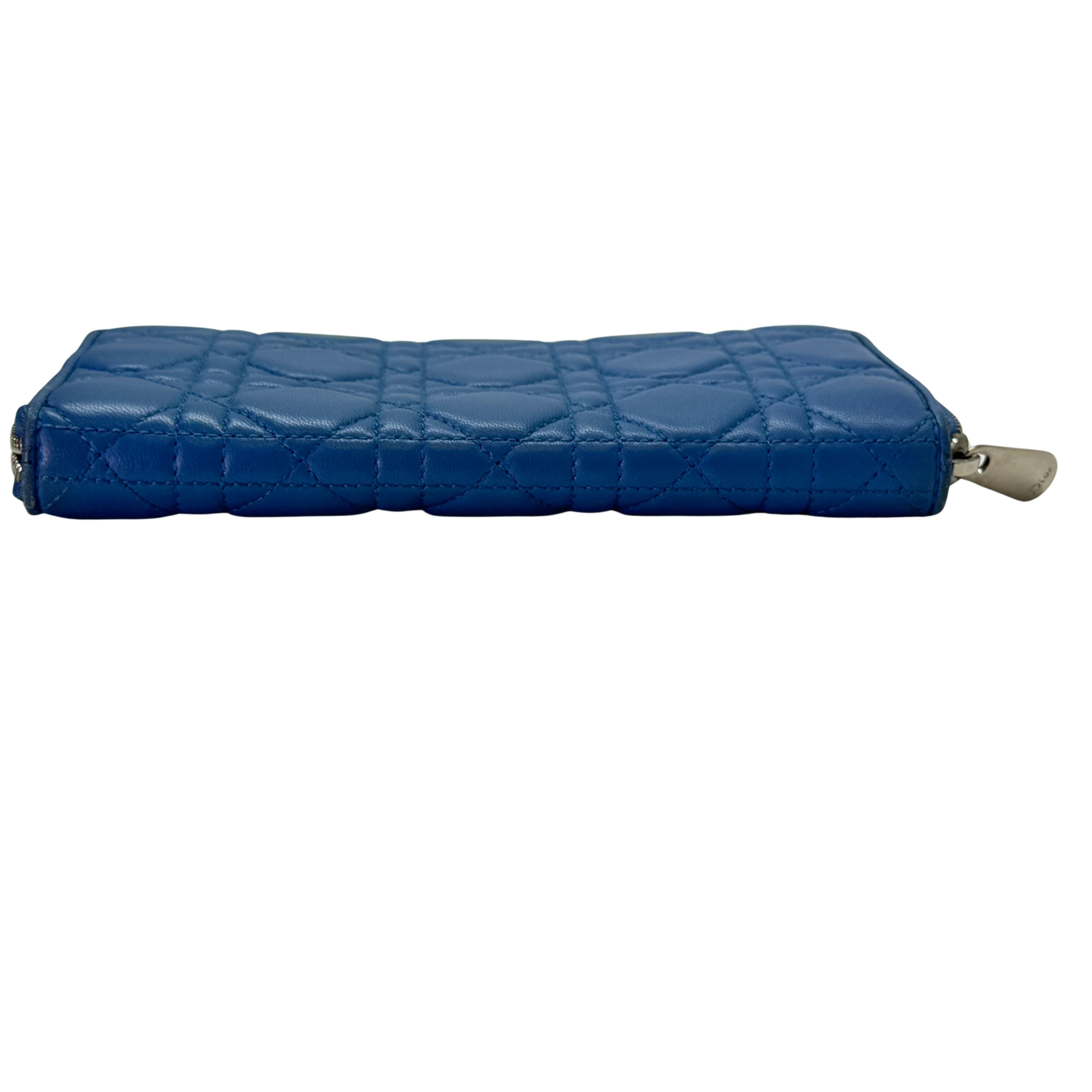 Dior Lambskin Cannage Wallet Blue