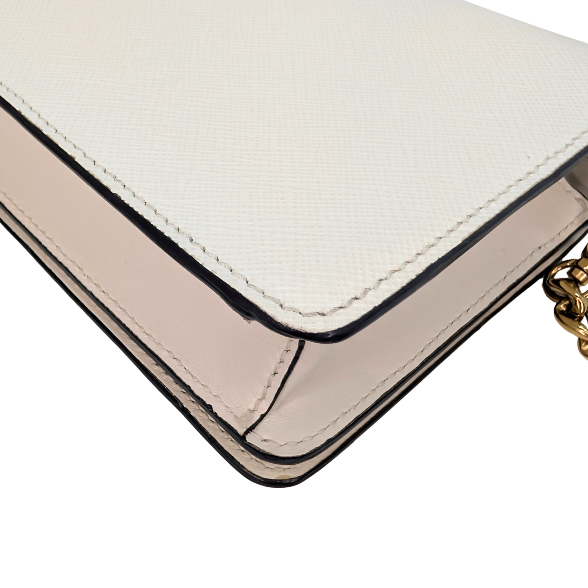 Prada Saffiano White Small Chain Bag White