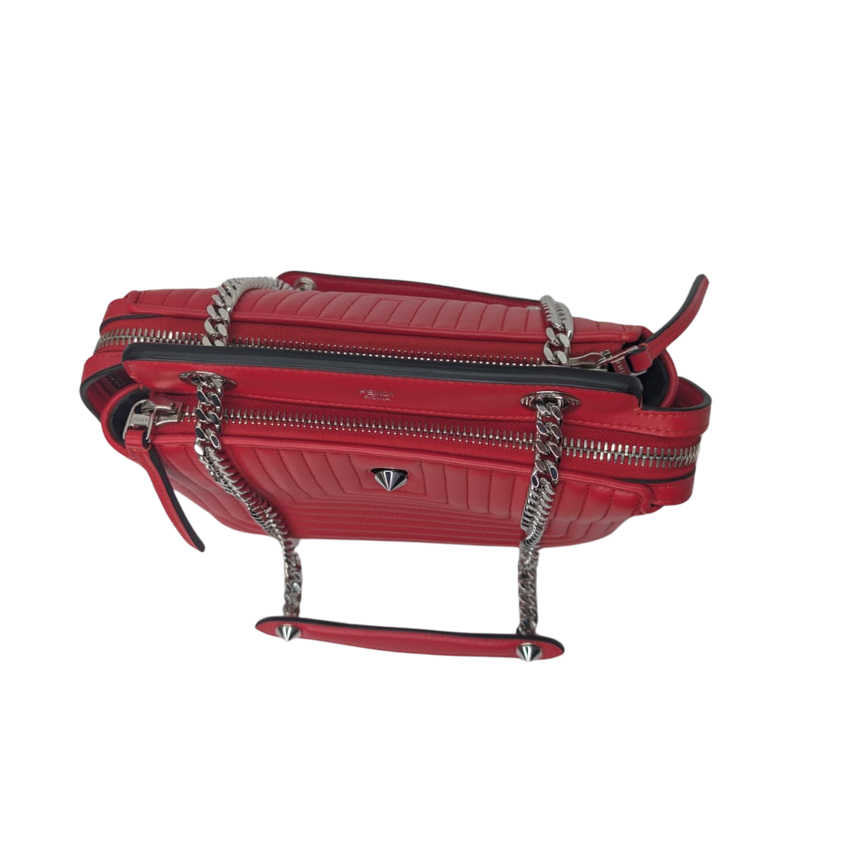 Fendi Dotcom Quilted Crossbody Bag Leather Red