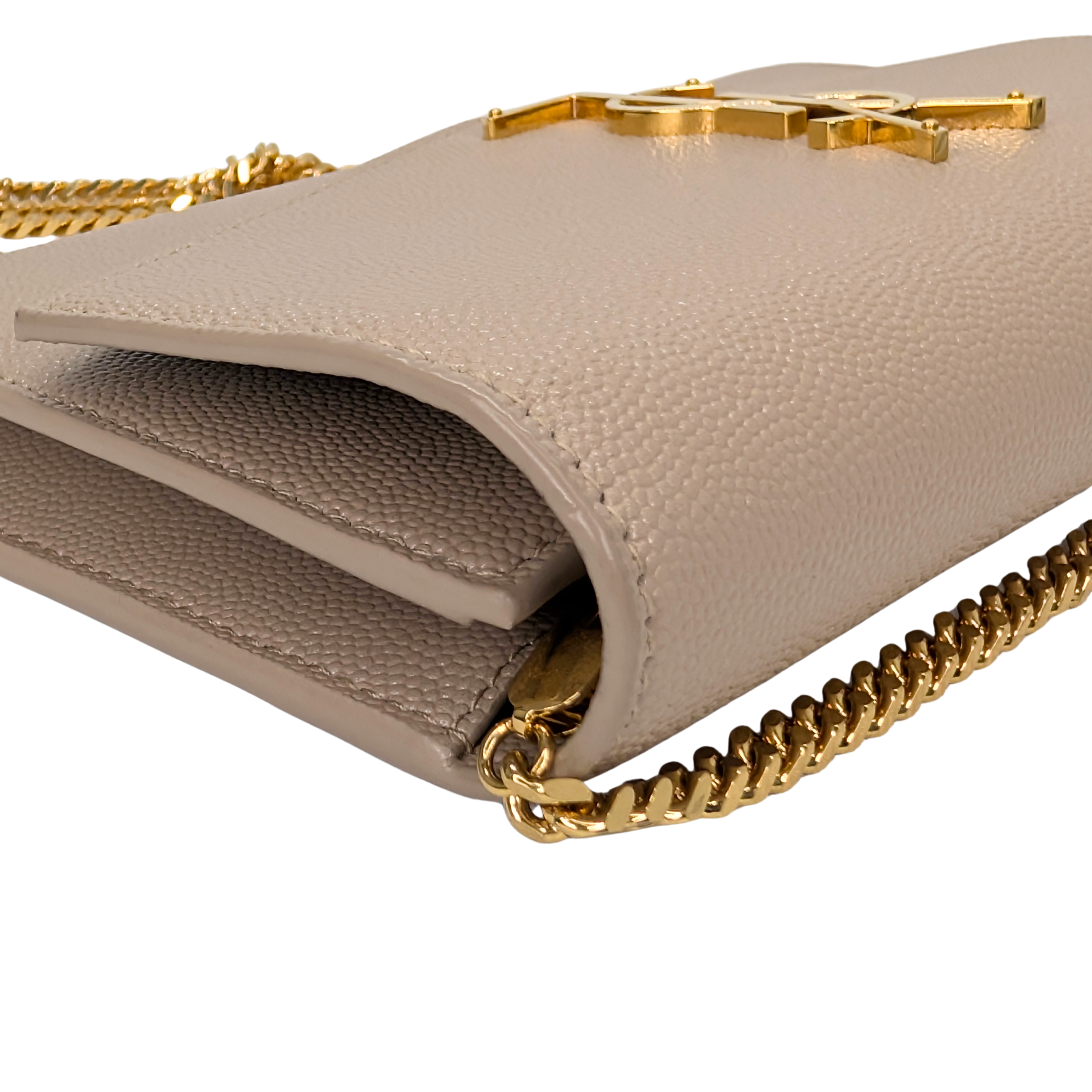 Yves Saint Laurent Uptown Wallet on Chain Dark Beige