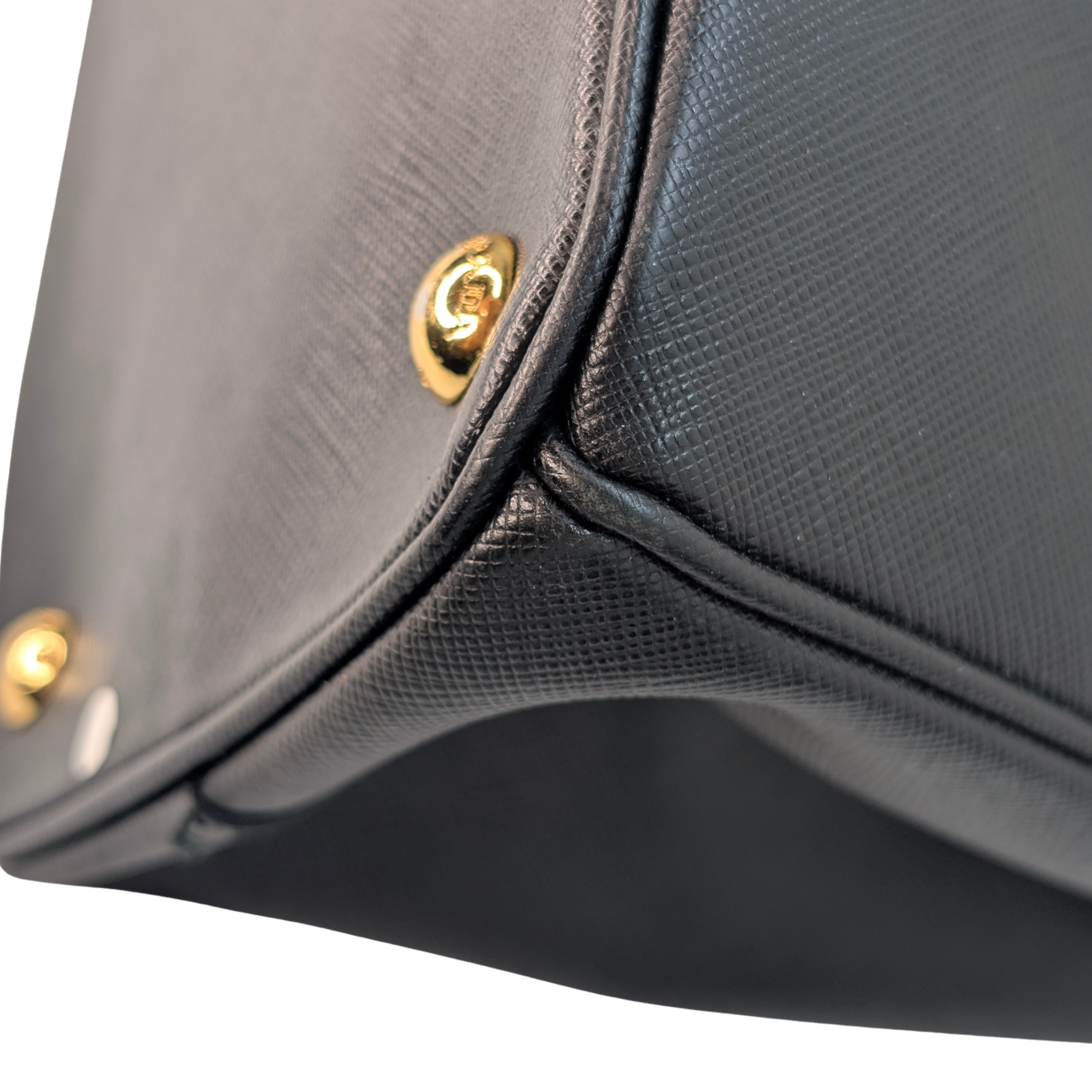 Prada Saffiano Lux Medium Galleria Double Zip Tote Bag Black X White