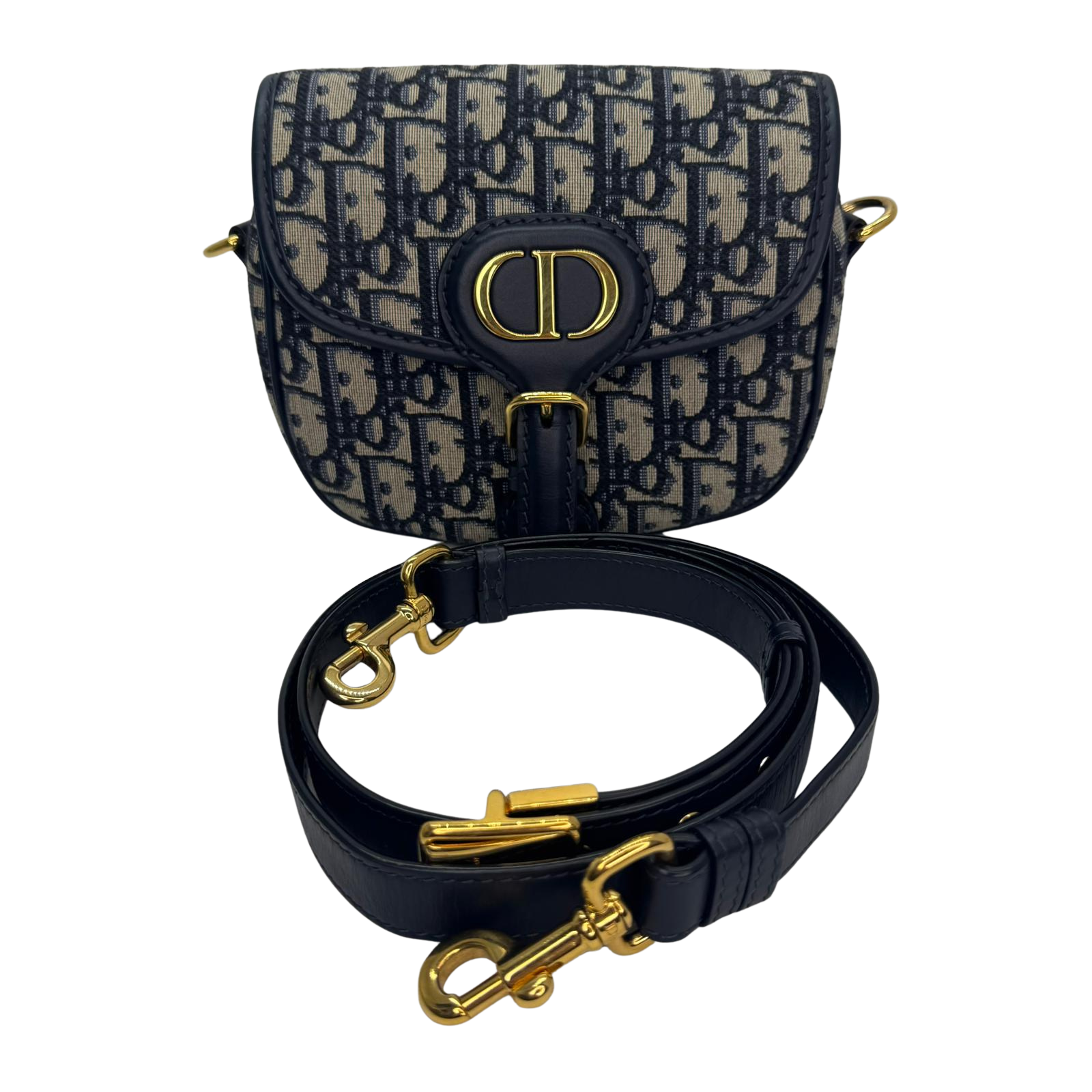 Christian Dior Oblique Small Bobby Flap Shoulder Bag Beige/Black