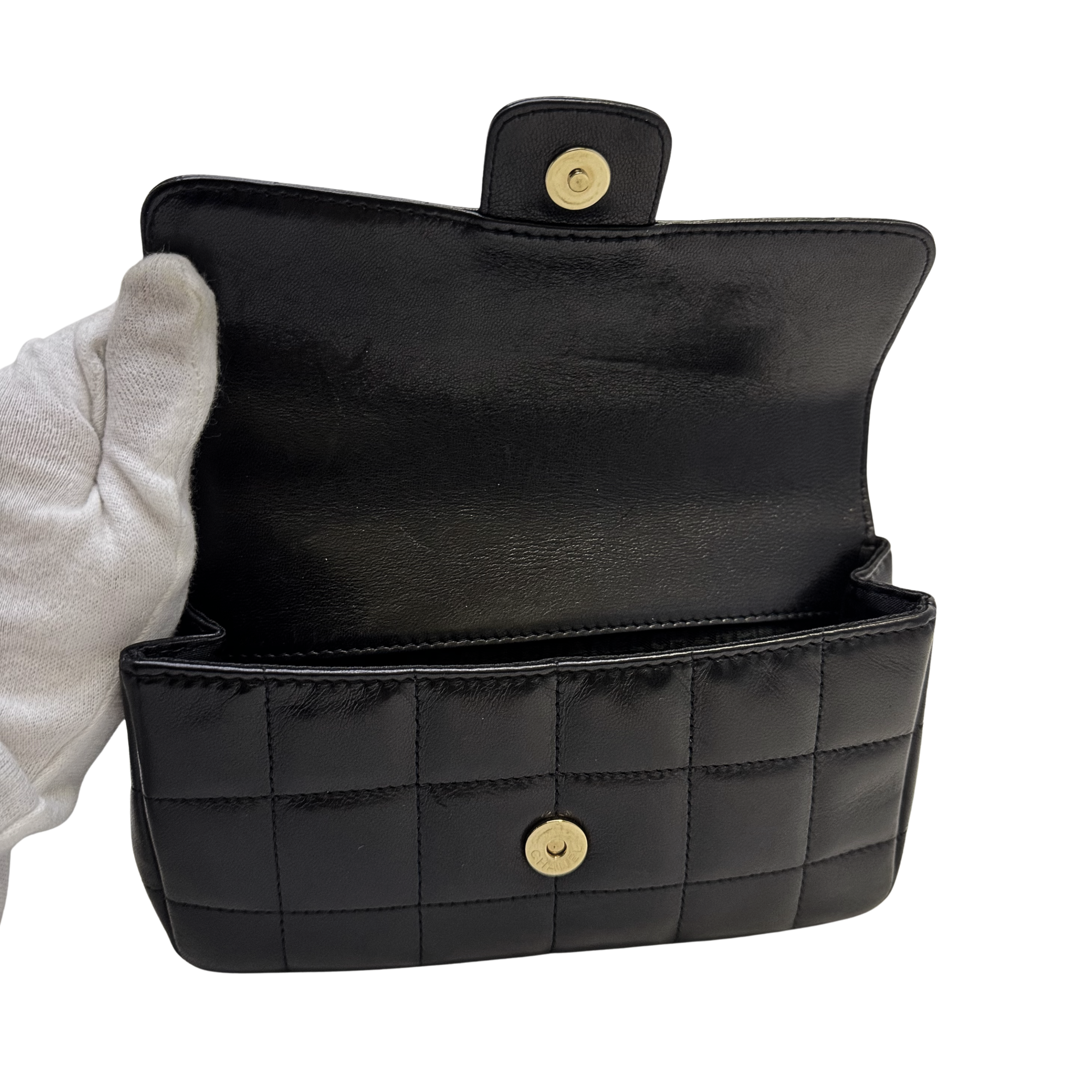 Chanel Bar Quilted Shoulder Bag Leather Black