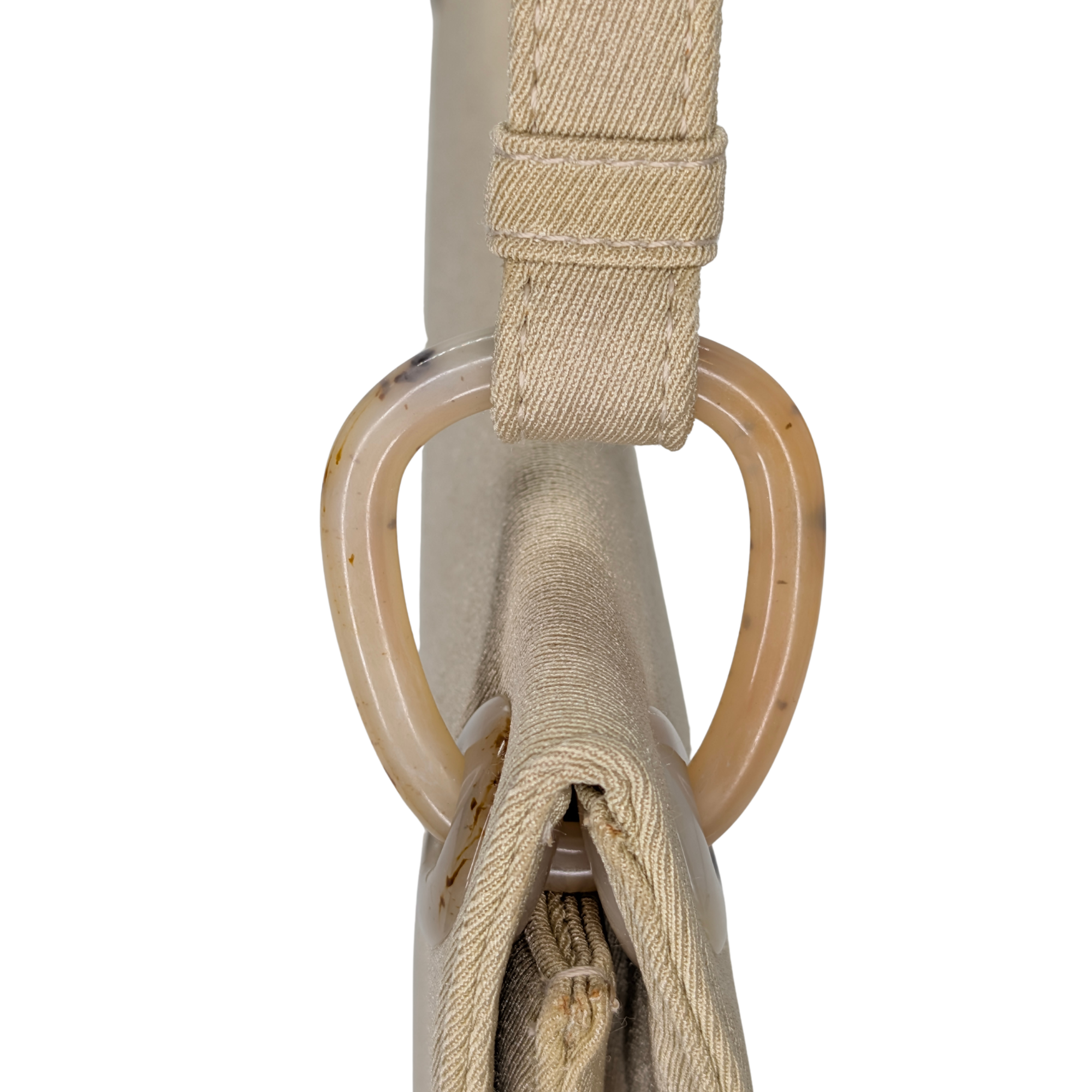 Prada Canvas & Tortoise Shell Shoulder Bag Beige