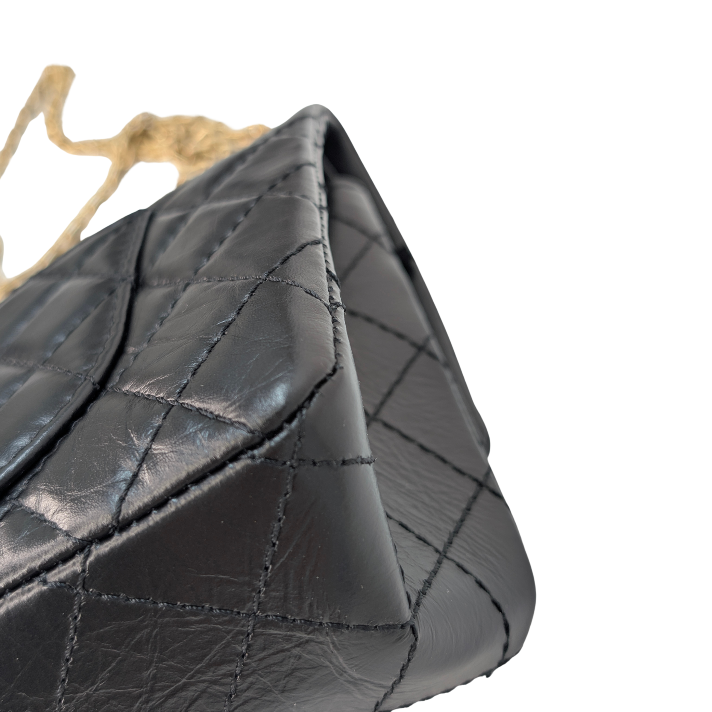 Chanel Black Distressed Calfskin 2.55 Reissue 225 Bag Black