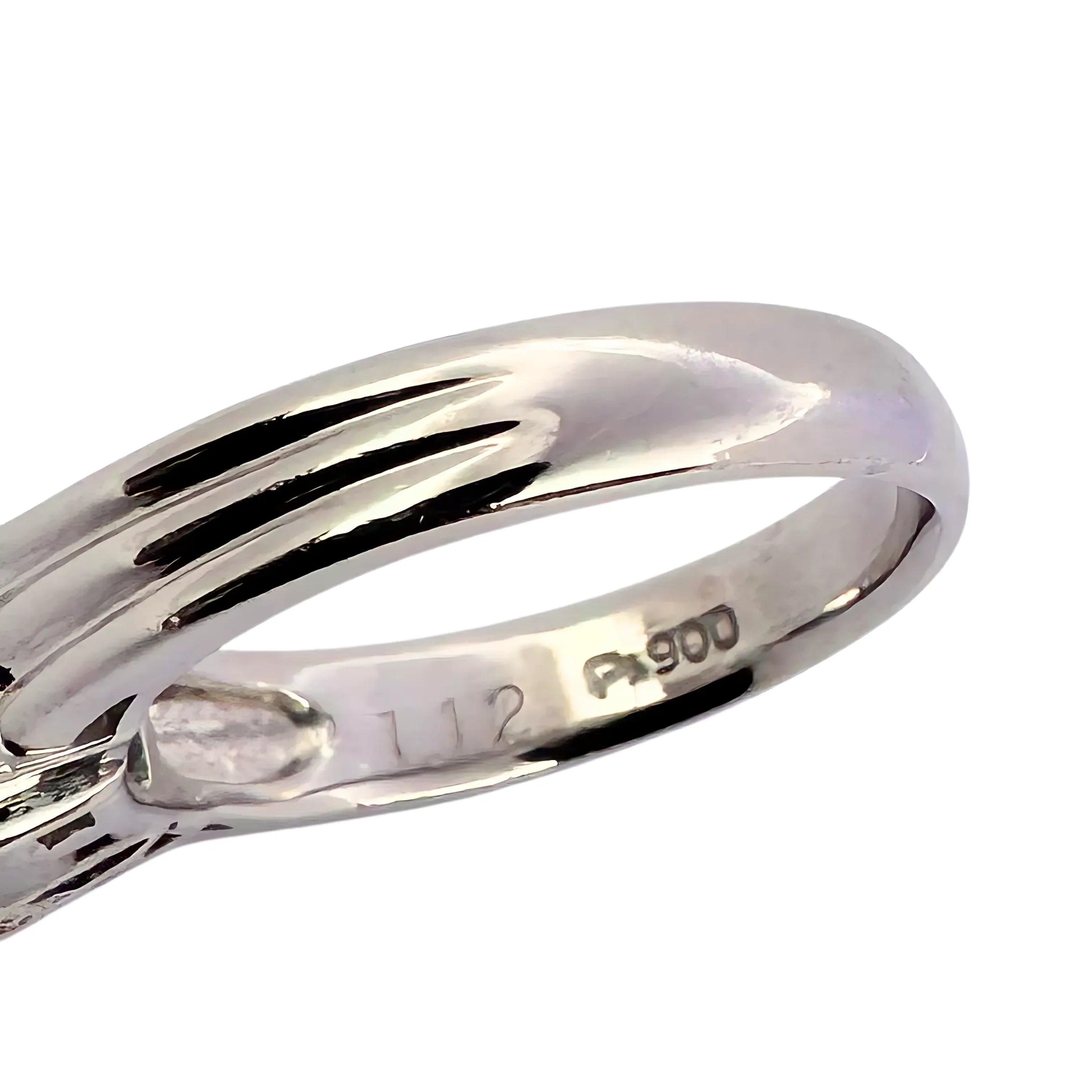 Platinum 900 Natural Emerald 1.12CT & Diamond 0.16CT Three Stone Ring SIZE P½ - Lost Designer