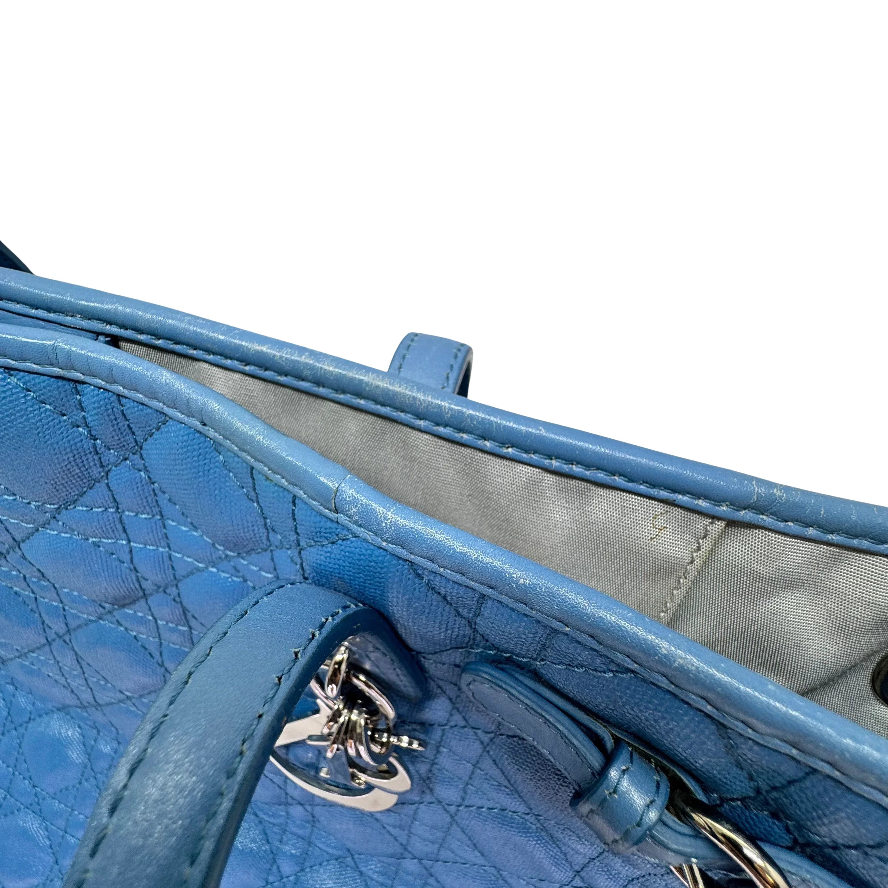 Dior Cannage Medium Panarea Tote Canvas Cobalt Blue - Lost Designer