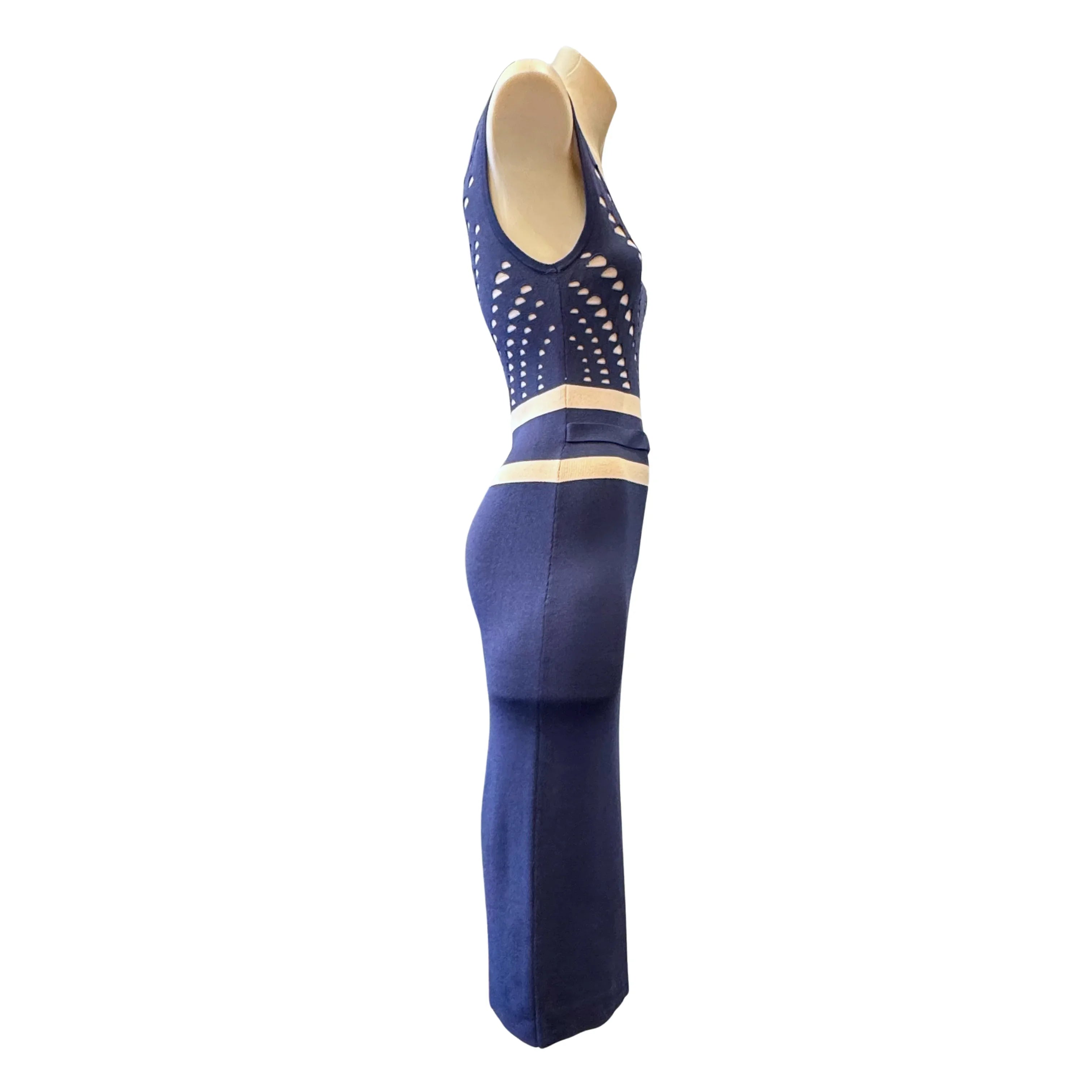 Versace Navy Cut-Out Midi Dress Size 44