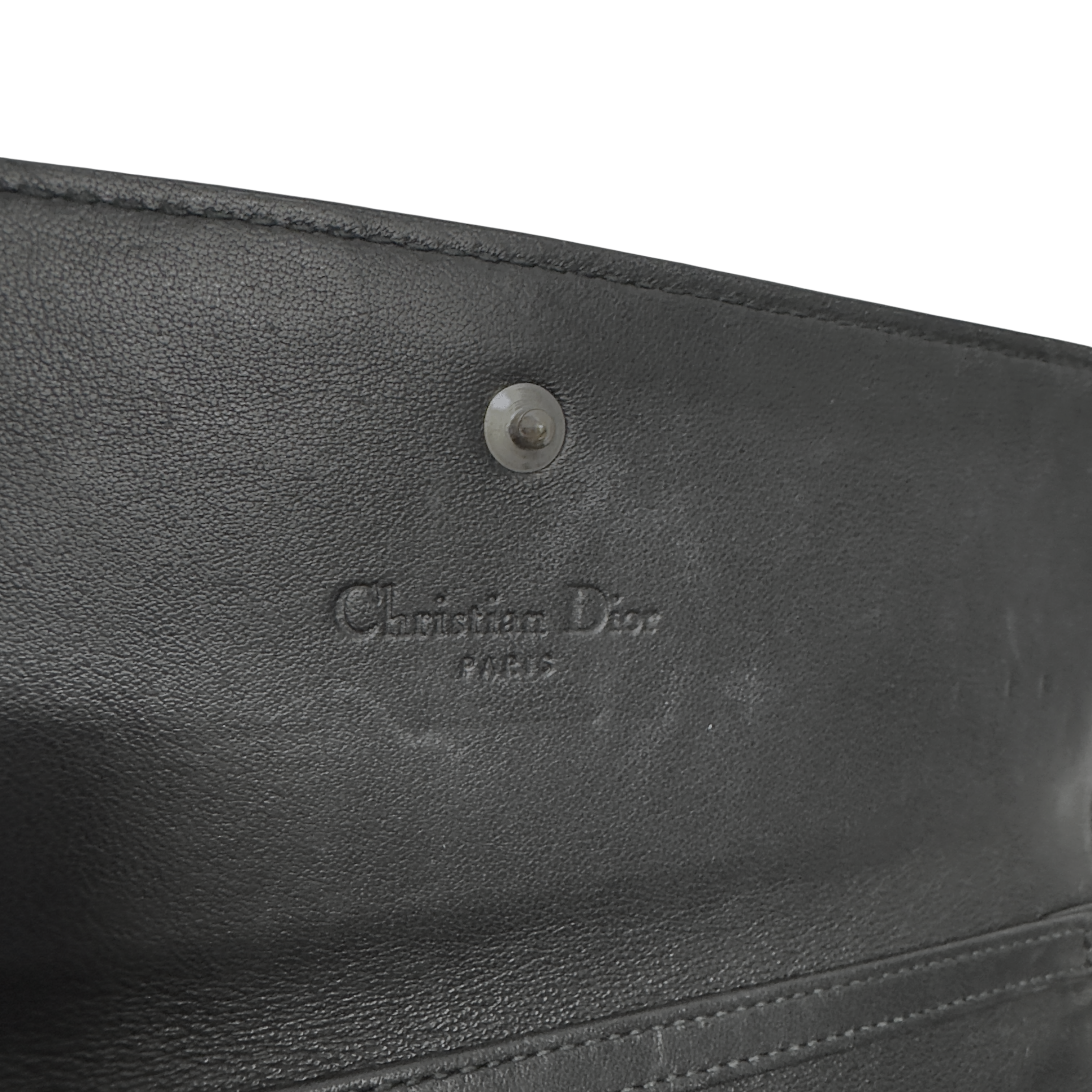Dior Patent Leather Long Wallet With Chain Black
