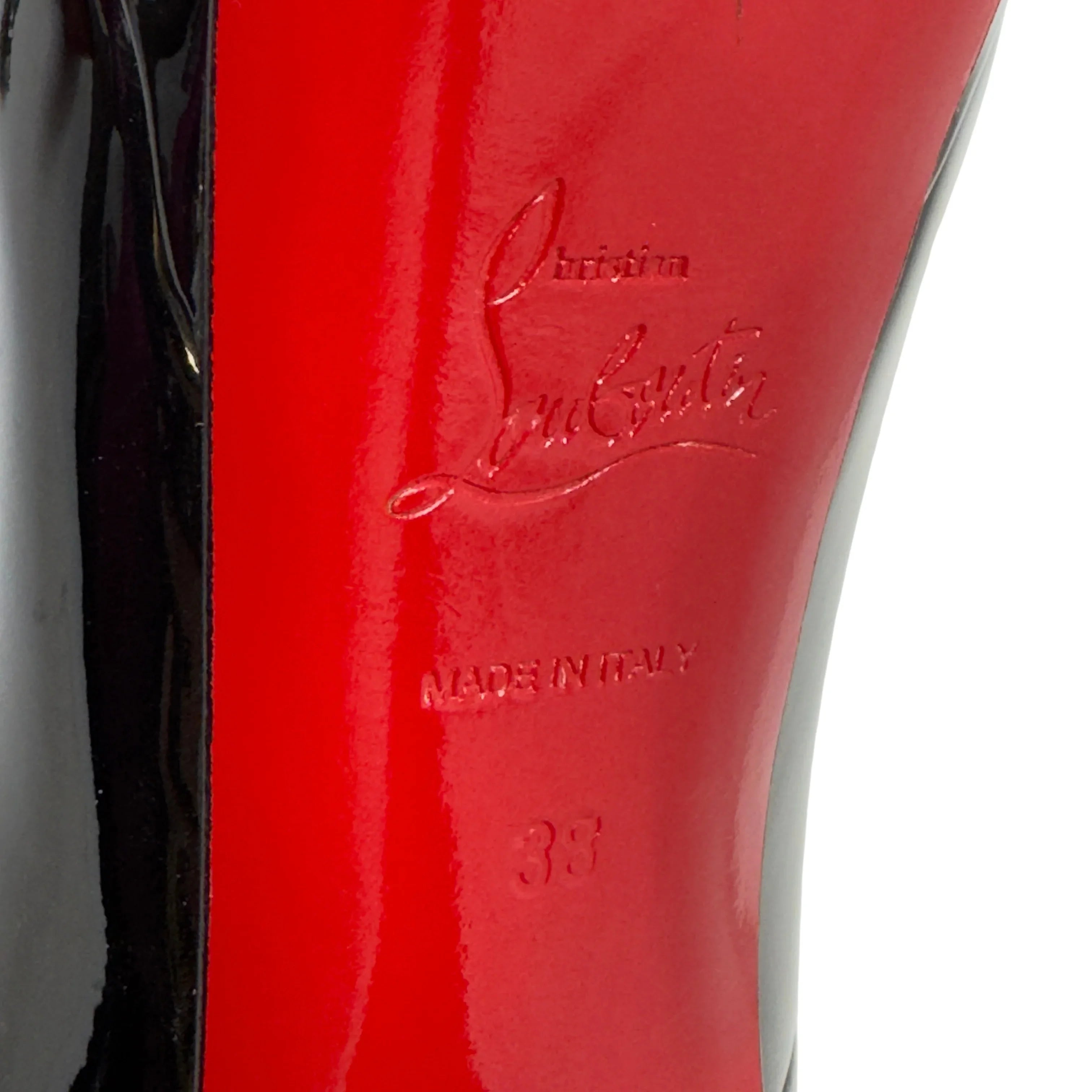 Christian Louboutin Lady Peep Red Bottom Pumps Black 38 - Lost Designer