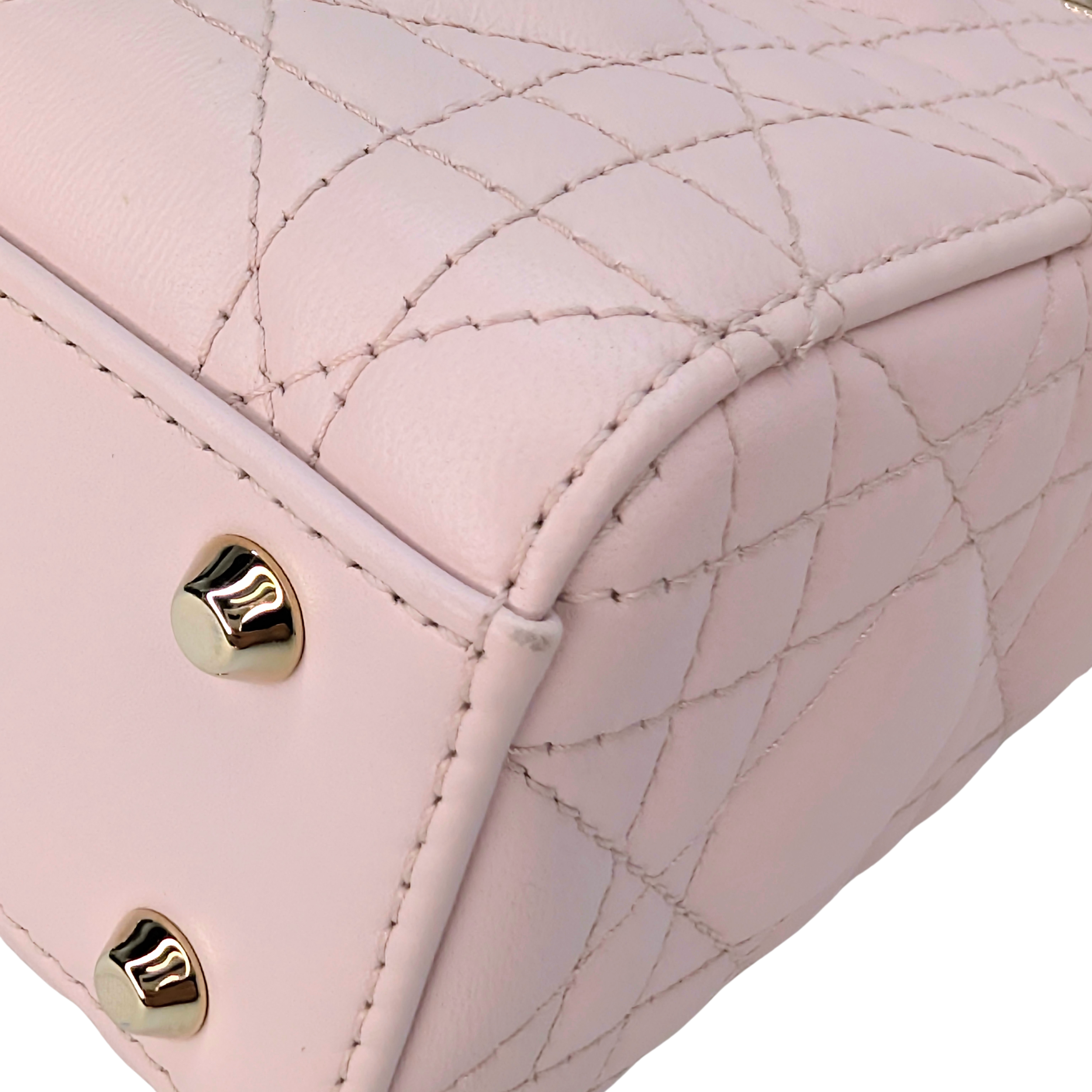 Dior Lady DIor Mini Cannage Powder Pink Bag