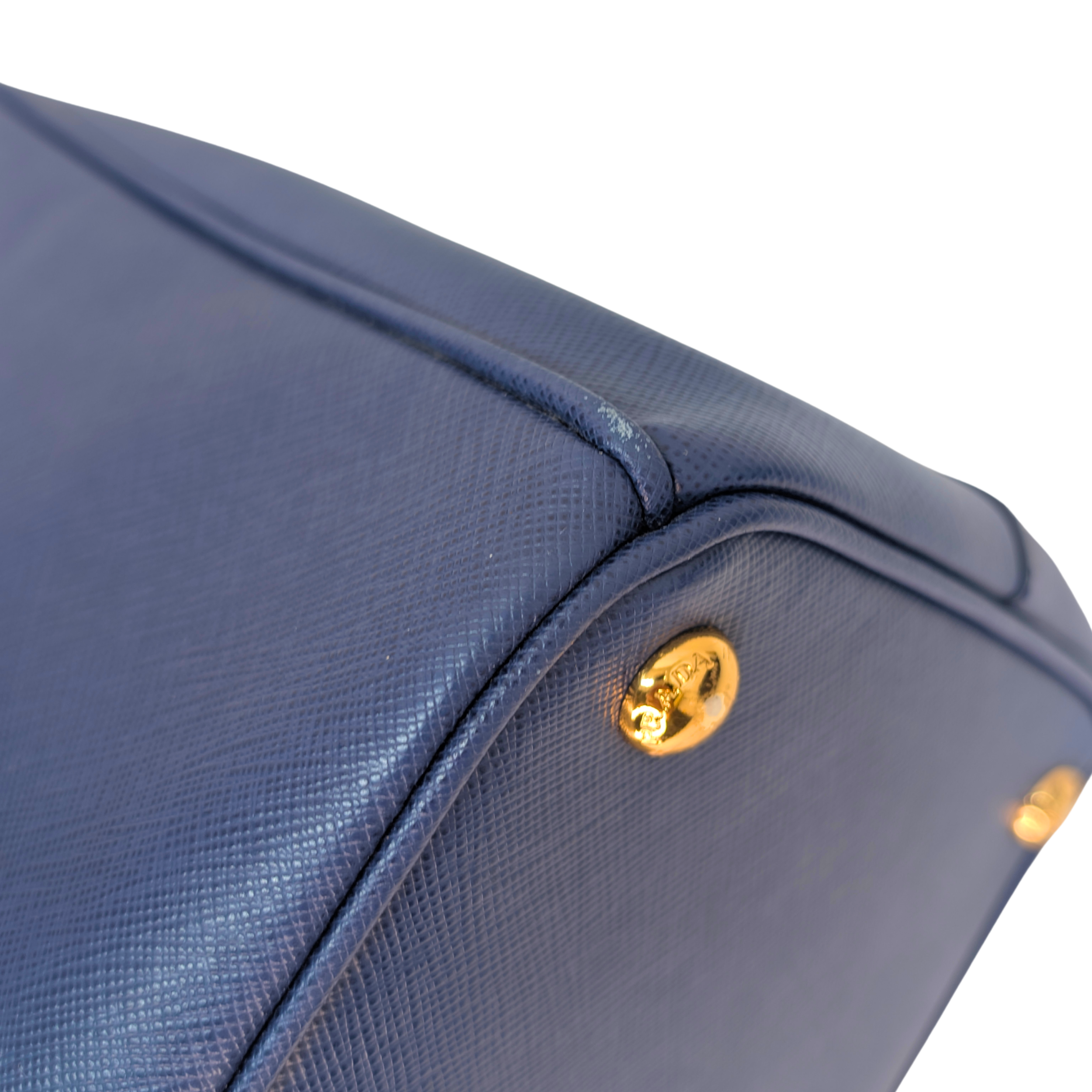 Prada Saffiano Lux Galleria Large Double Zip Tote Navy