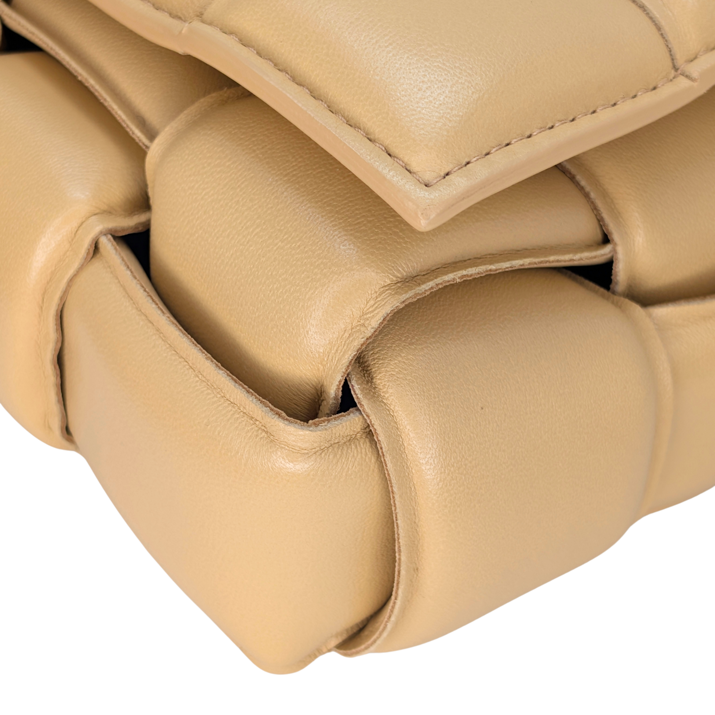 Bottega Veneta Padded Cassette Leather Crossbody Bag Beige