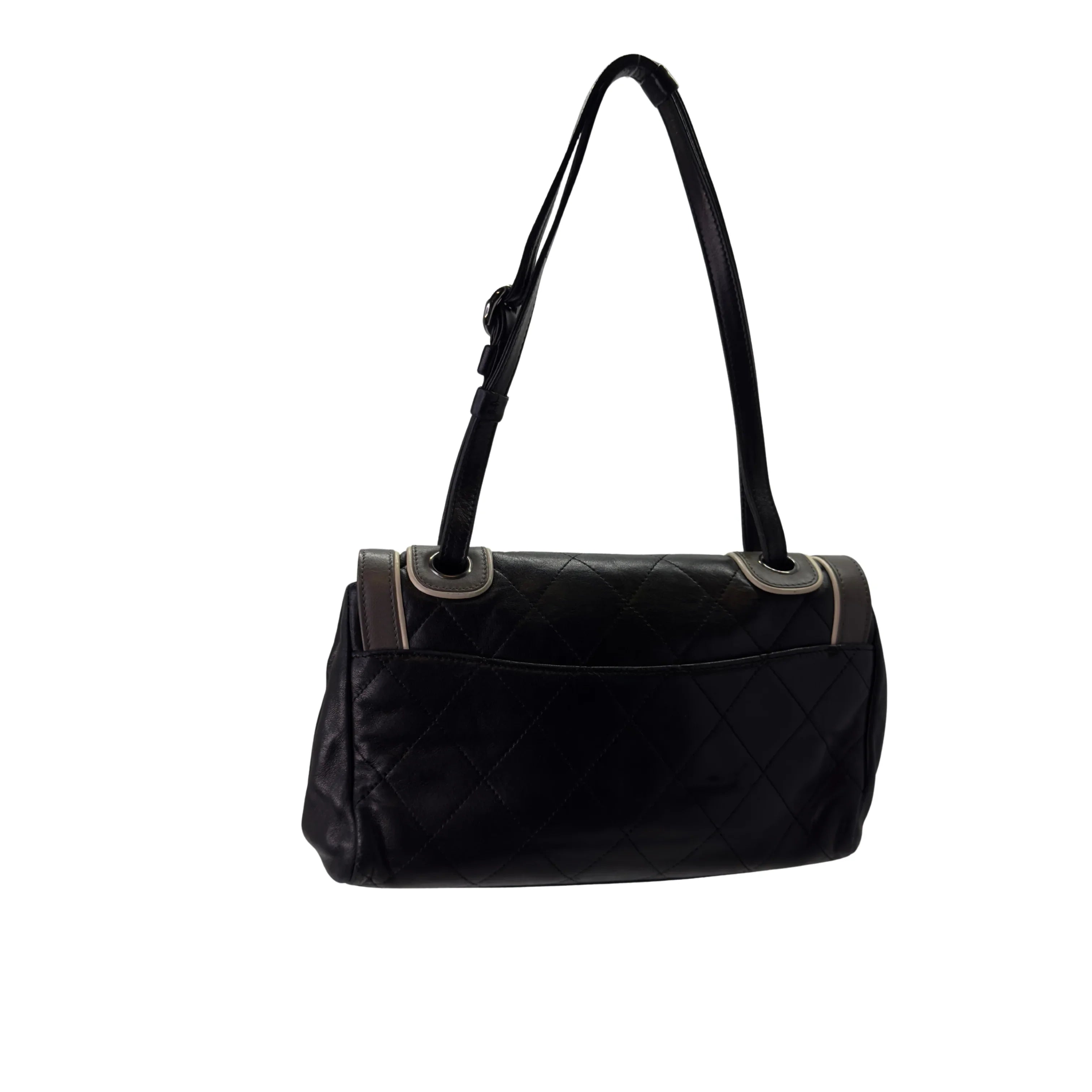 Chanel East-West Shoulder Bag Leather Black - Lost Designer