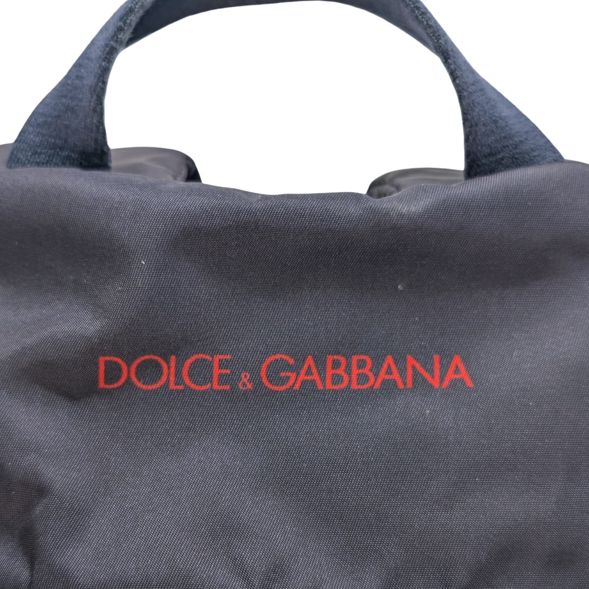 Dolce & Gabbana Backpack With Medal Print Nylon Navy Blue