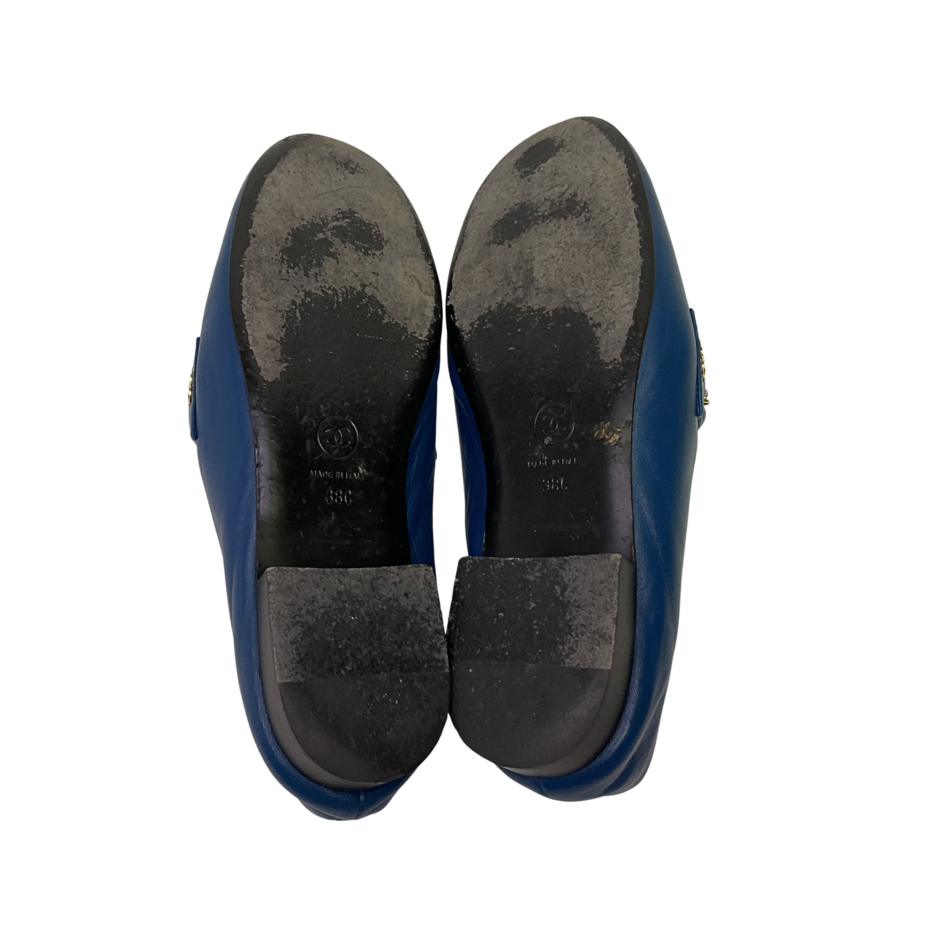Chanel Braided Interlocking CC Loafers Blue Flats Size 38