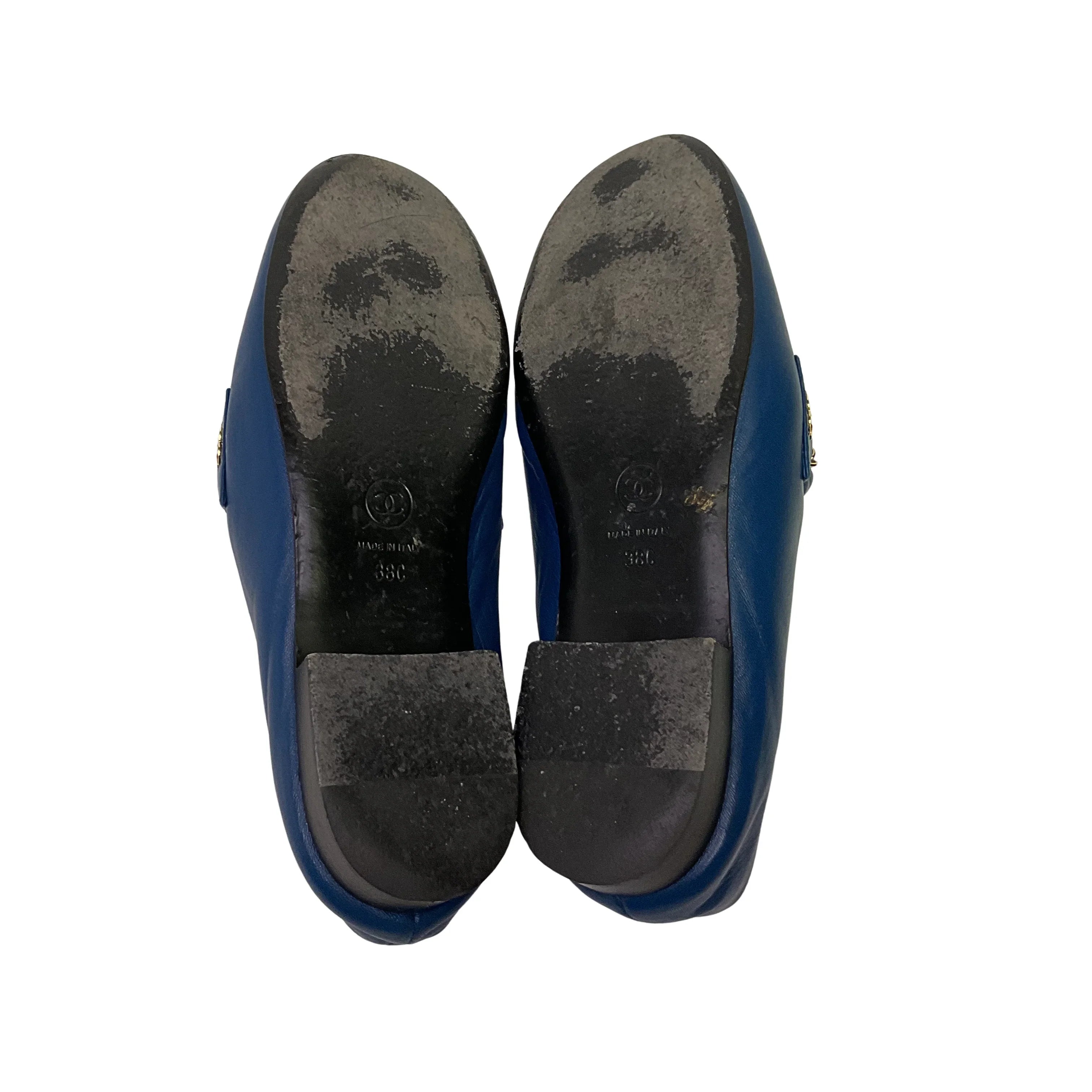 Chanel Braided Interlocking CC Loafers Blue Flats Size 38 - Lost Designer