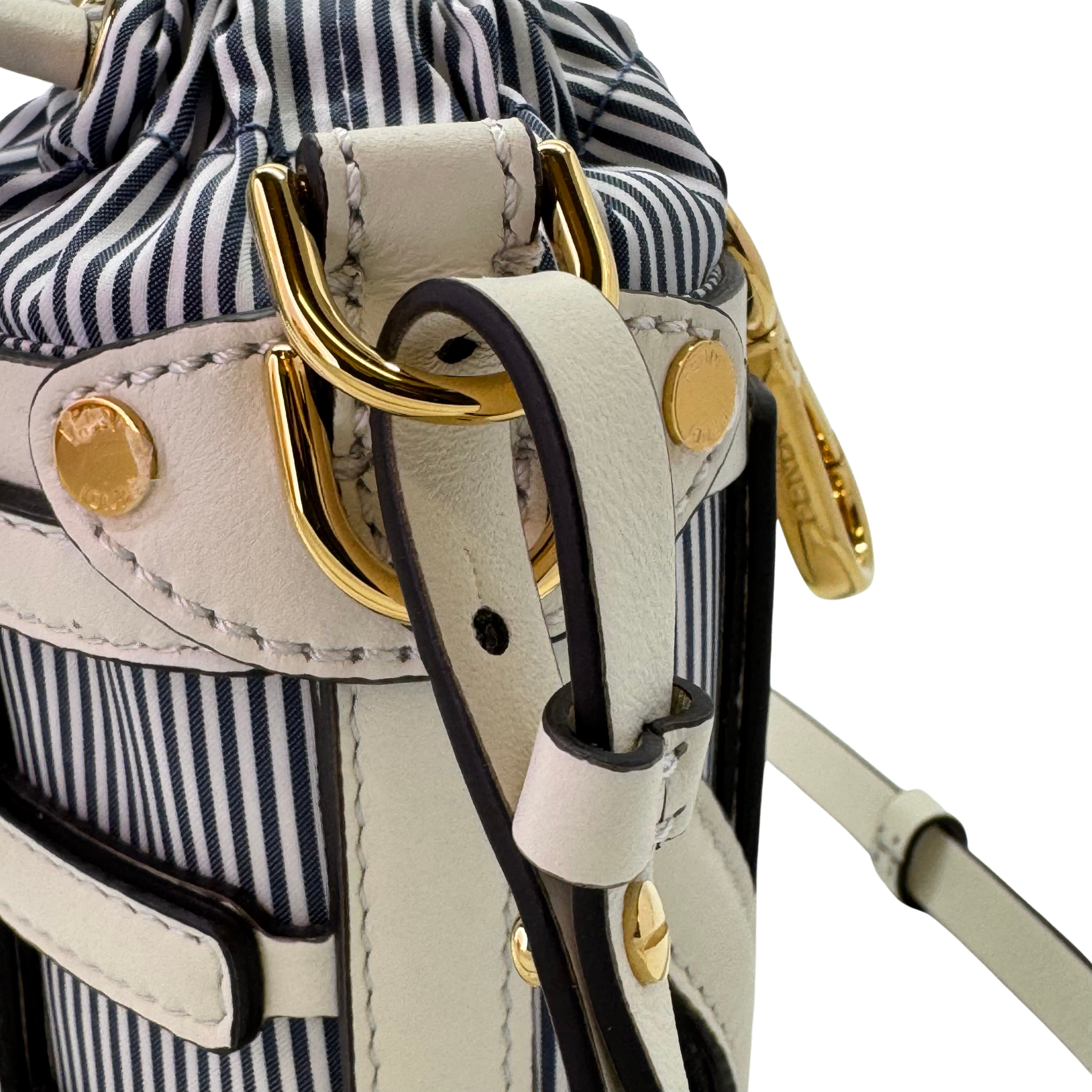 Fendi Nylon Vitello Step Out Bucket Shoulder Bag Beige Mini
