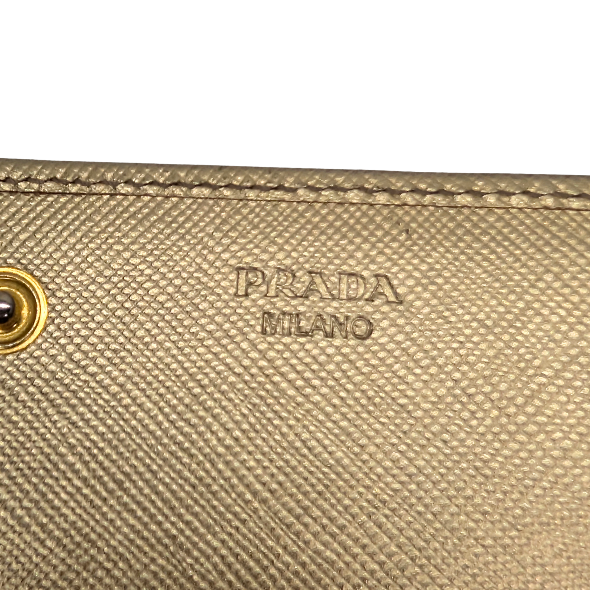Prada Saffiano Metal Continental Wallet Gold